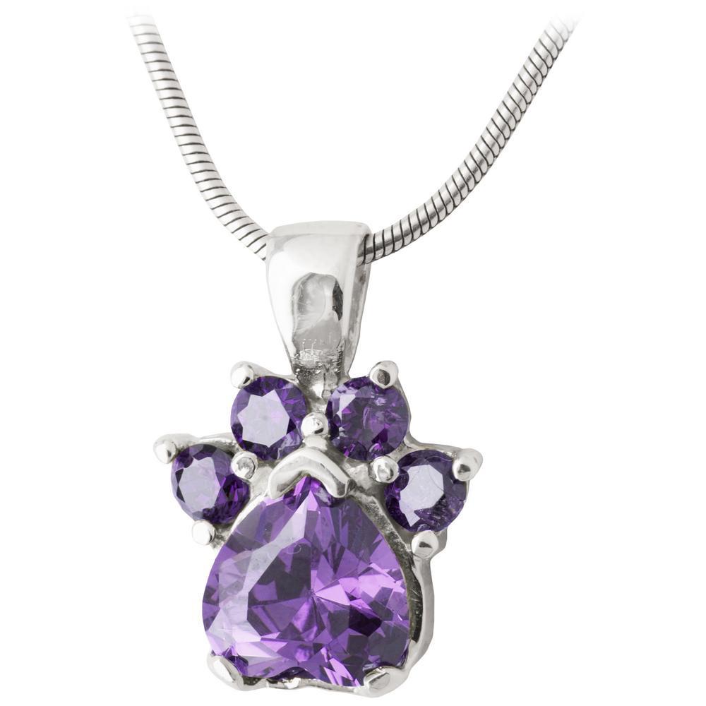 Premium Paw Print Birthstone Necklace - Handmade Sterling Silver