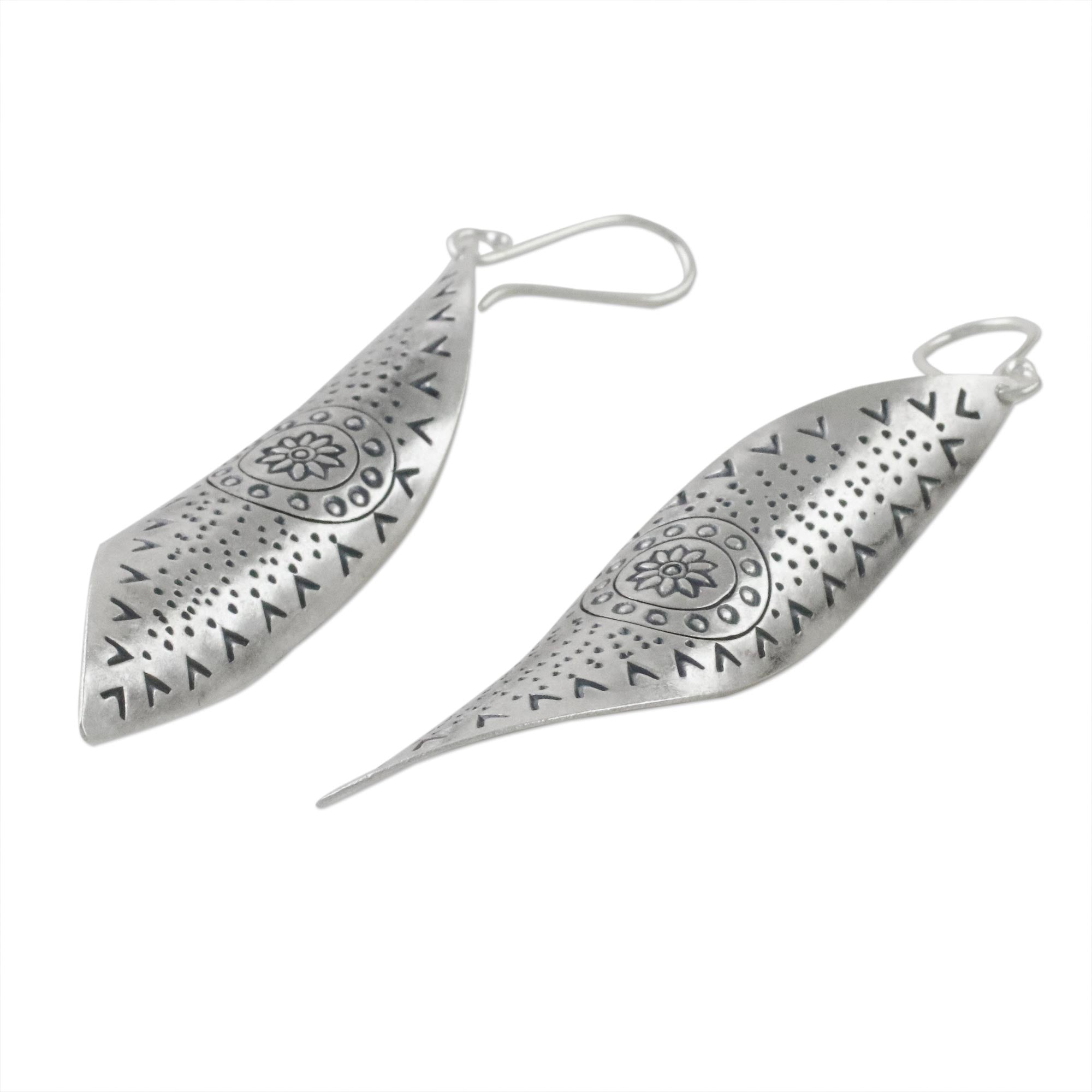 Premium Karen Silver Dangle Earrings – Handcrafted in Thailand