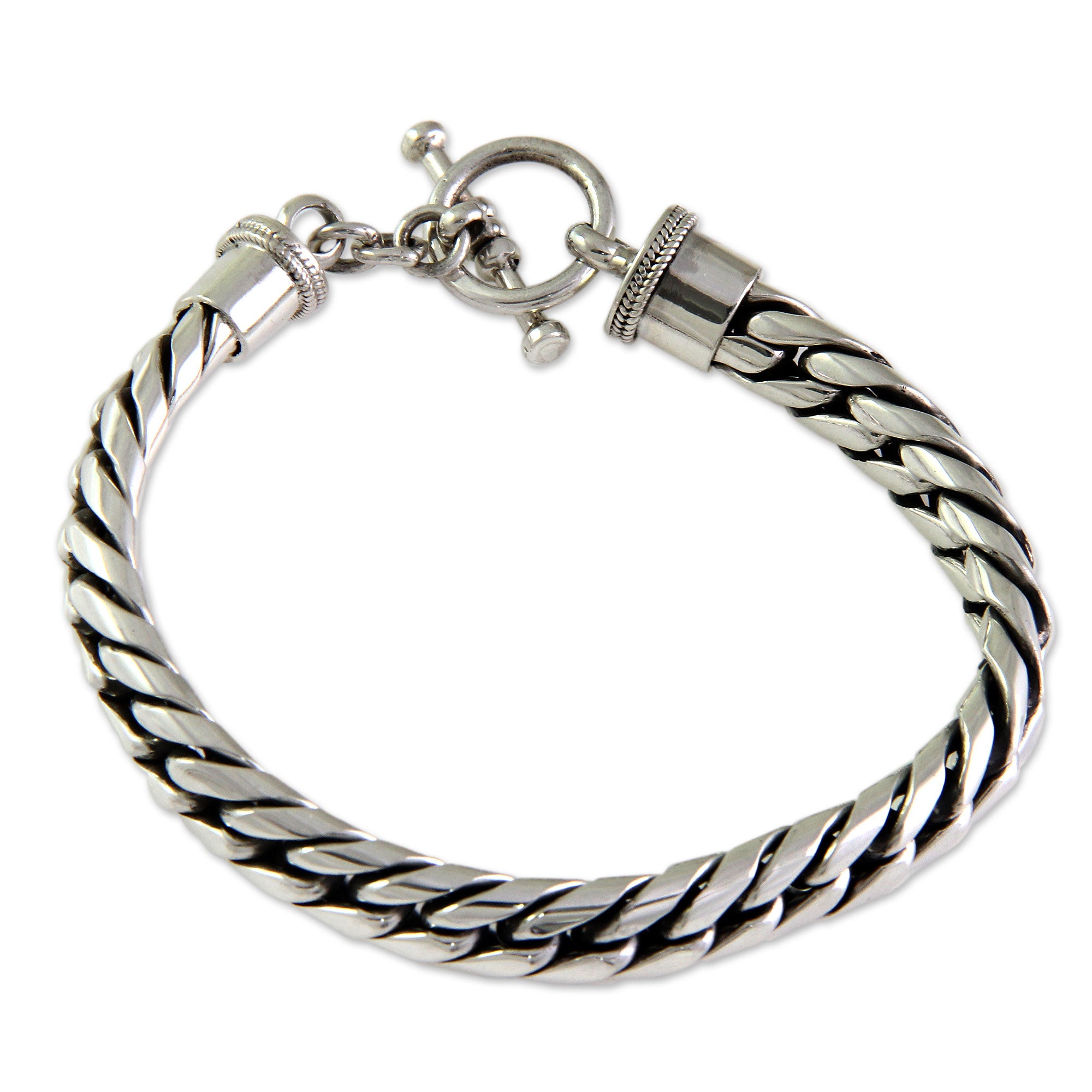 Premium Sterling Silver Men's Chain Link Bracelet - Handmade Elegance