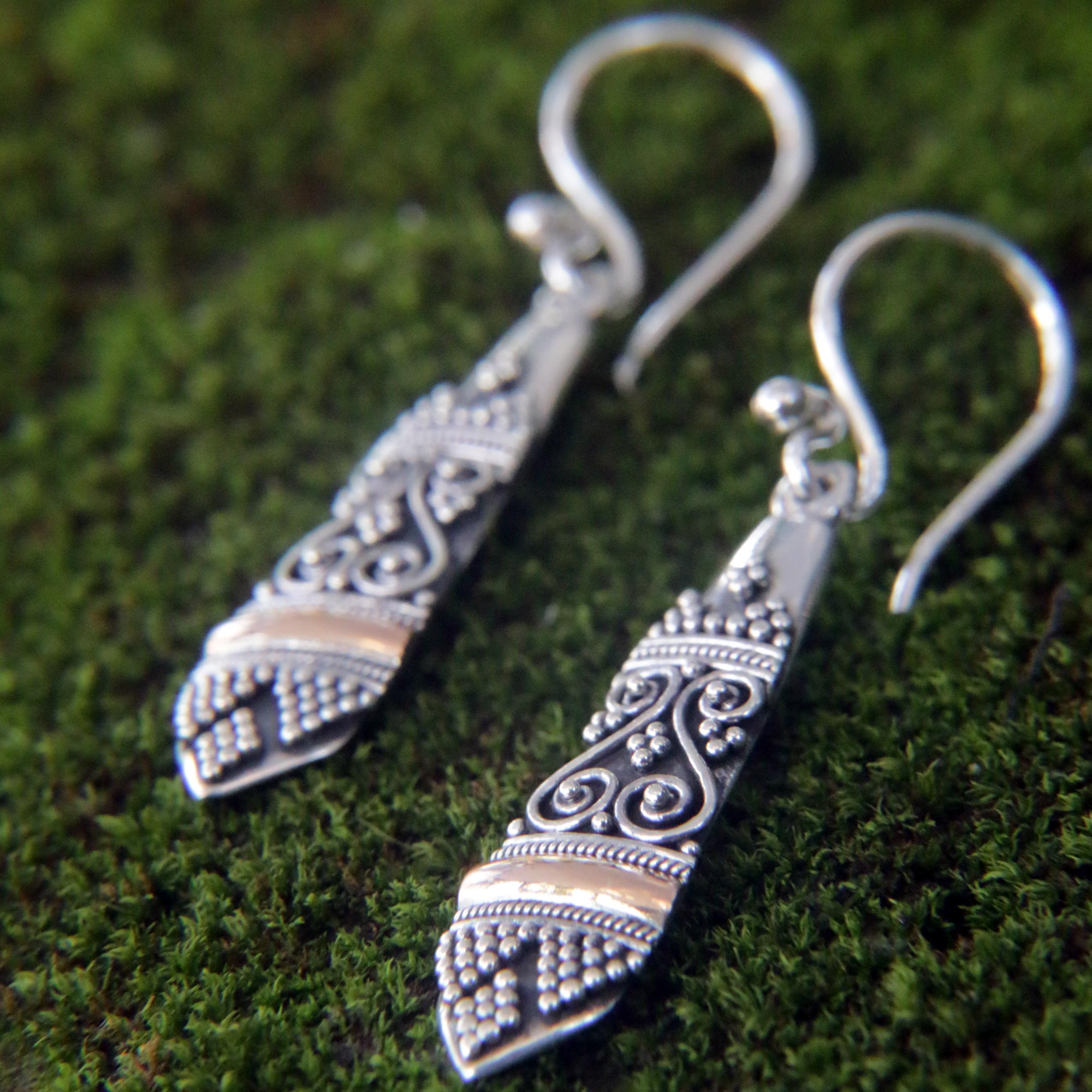 Premium Ubud Dancer Gold & Sterling Silver Drop Earrings - Handcrafted Elegance