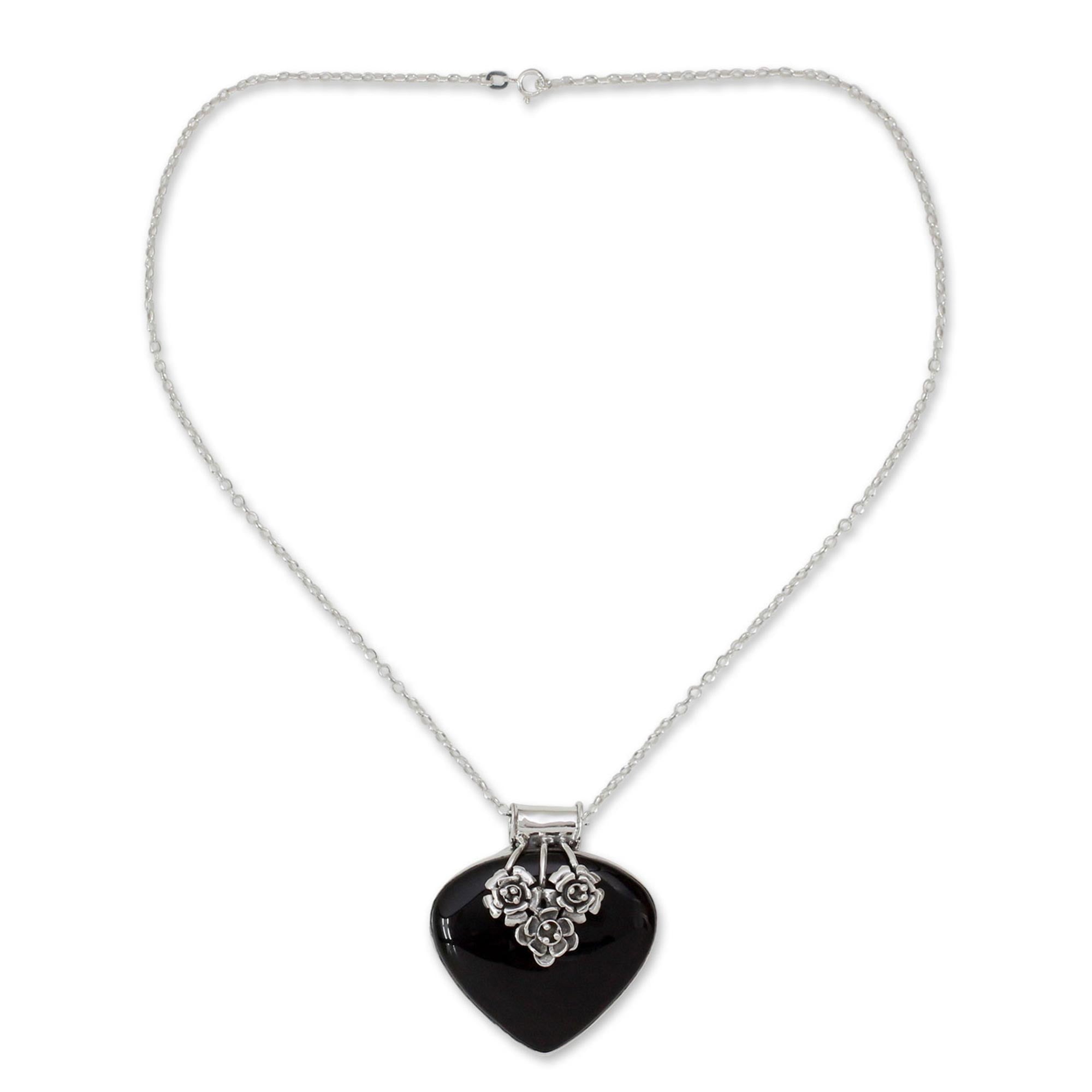 Premium Love Declared Necklace - Handcrafted Onyx & Sterling Silver Heart Jewelry