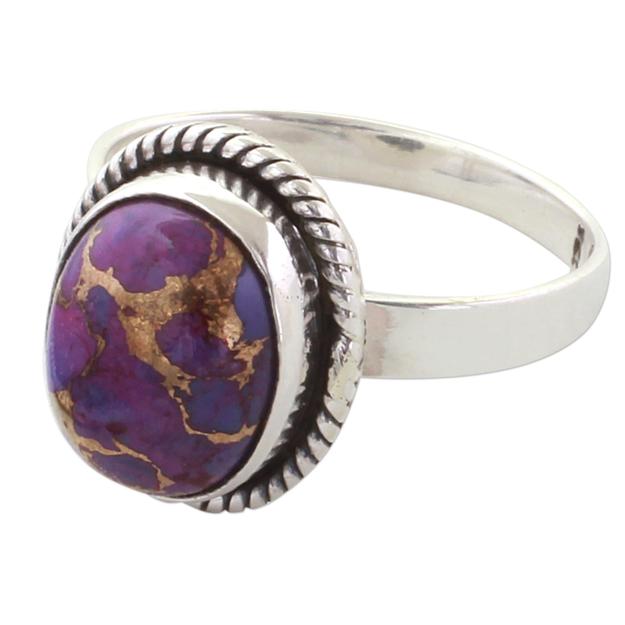 Premium Handmade Purple Turquoise Silver Ring