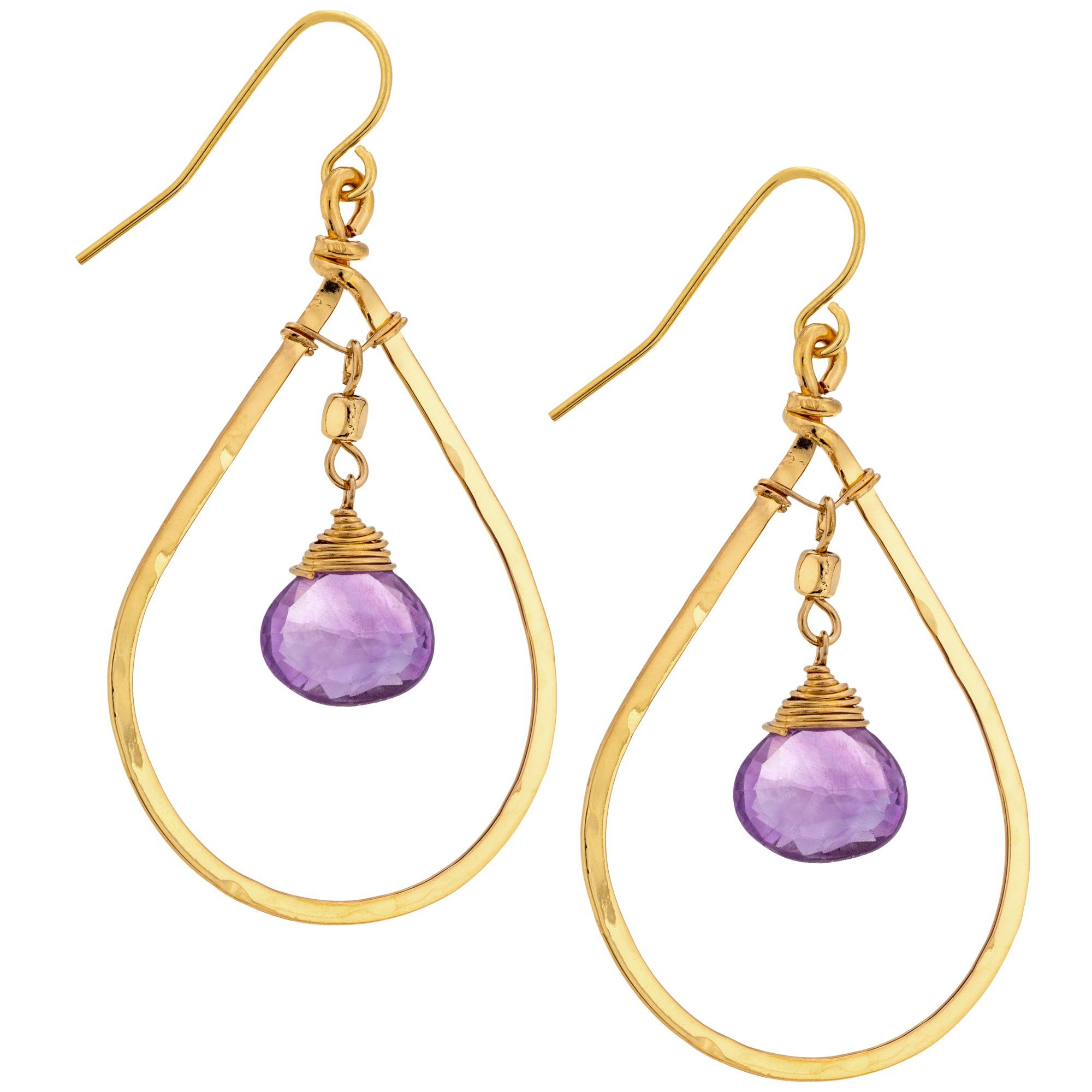 Premium Gemstone Hoop Earrings - Gold-Filled Elegance