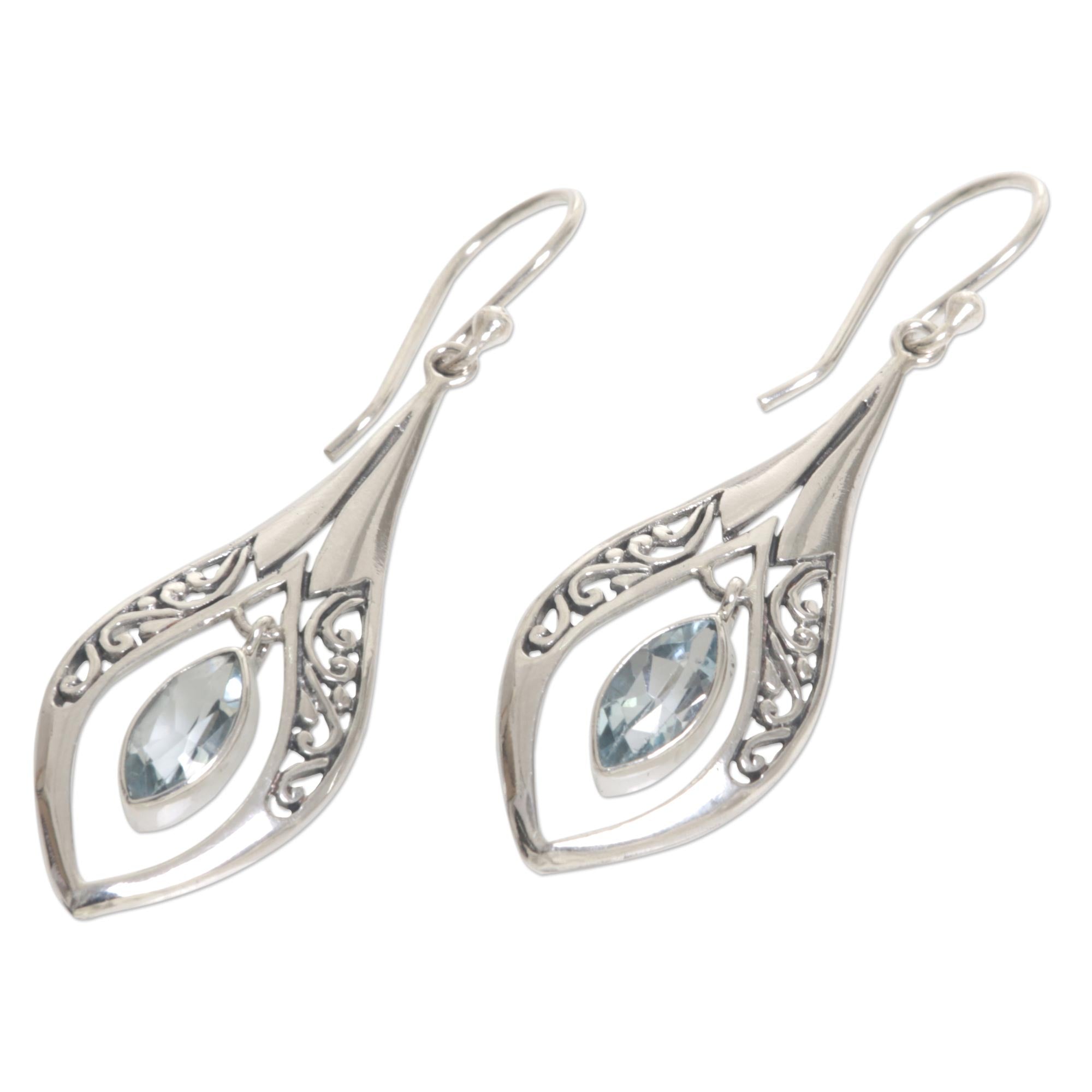 Premium Blue Teardrop Sterling Silver Earrings | Handcrafted Elegance