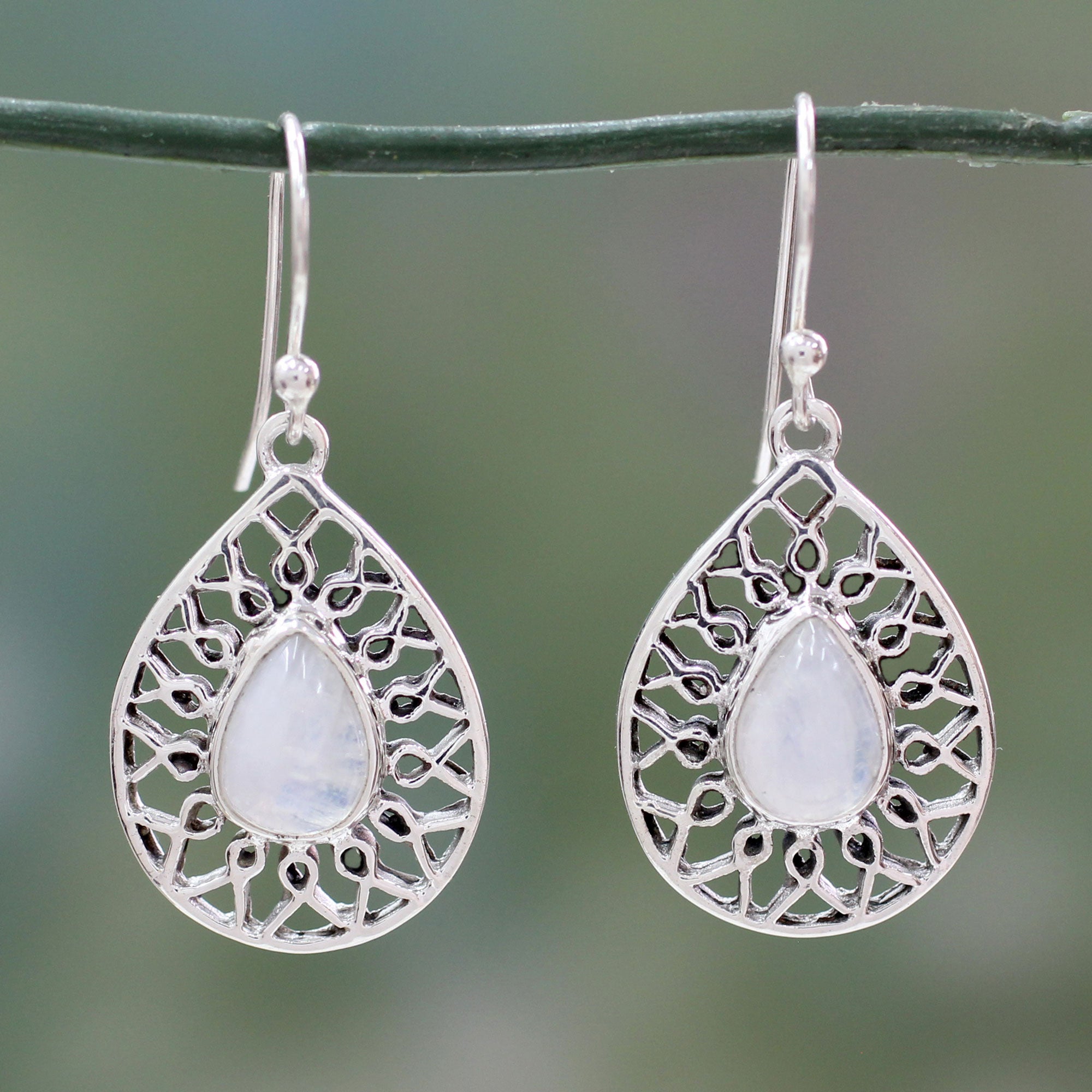 Premium Magical Elegance: Sterling Silver Rainbow Moonstone Earrings