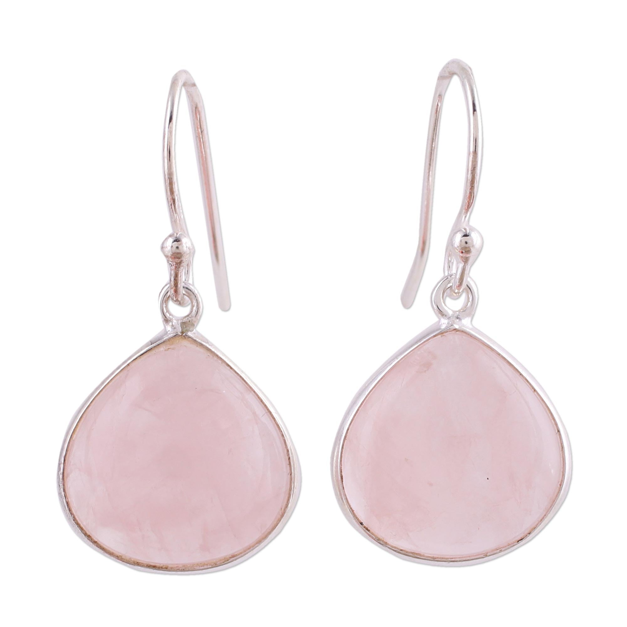 Premium Rose Quartz Dangle Earrings – Elegant Sterling Silver Jewelry from India