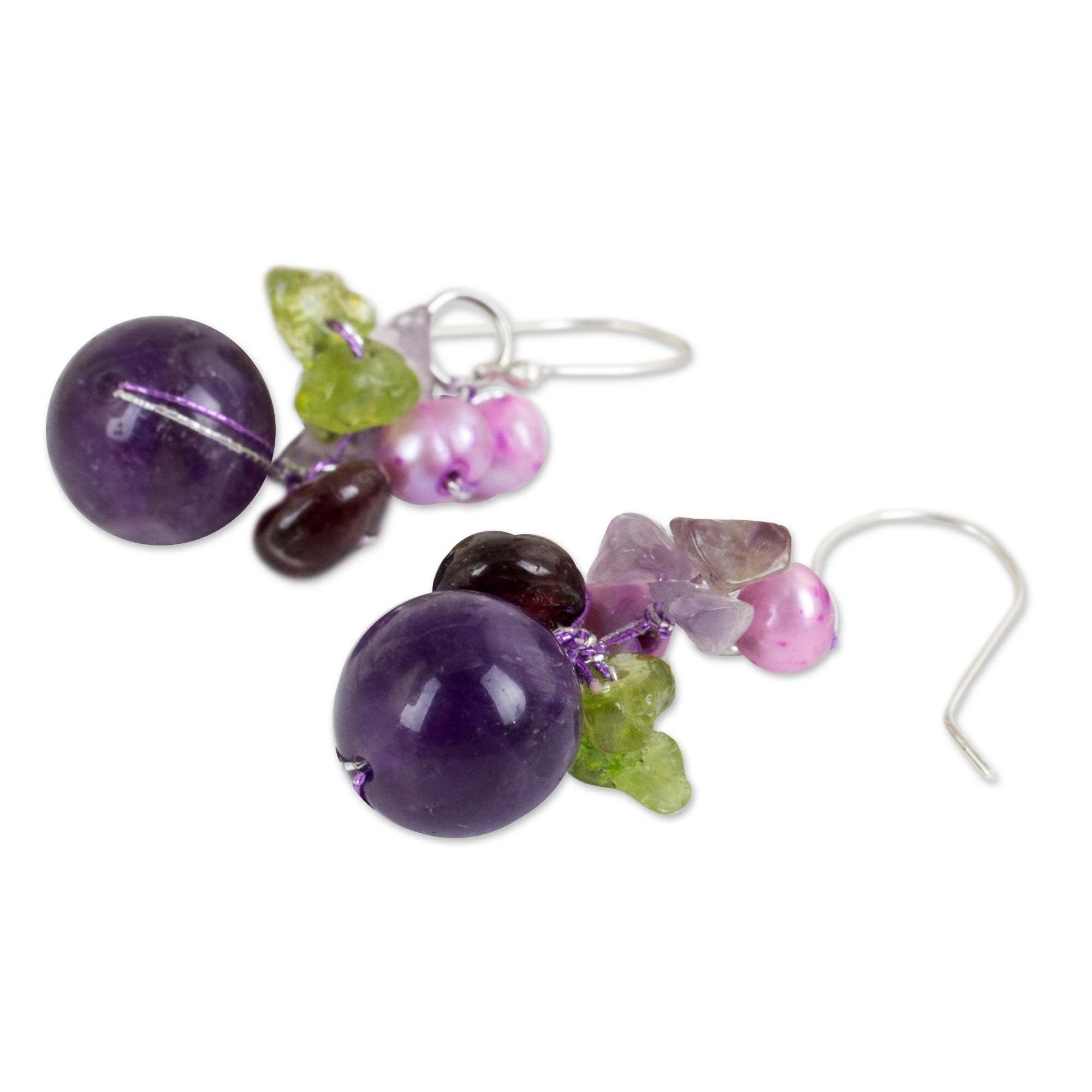 Premium Bright Bouquet Gemstone & Pearl Earrings - Handcrafted Elegance