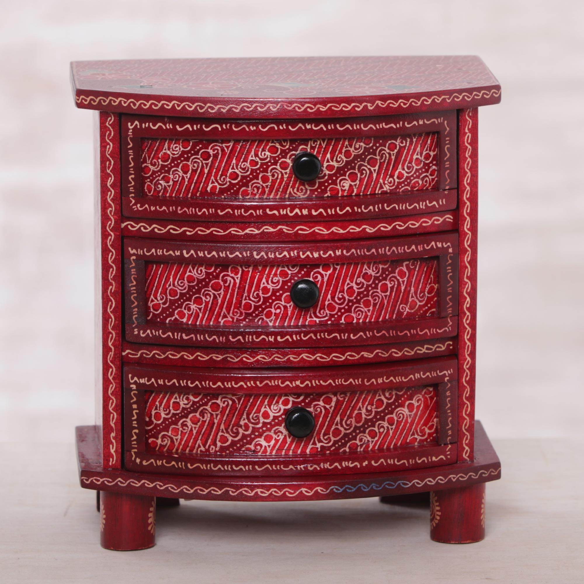 Premium Handcrafted Red Parang Motif Batik Jewelry Box - Ultimate Storage Solution