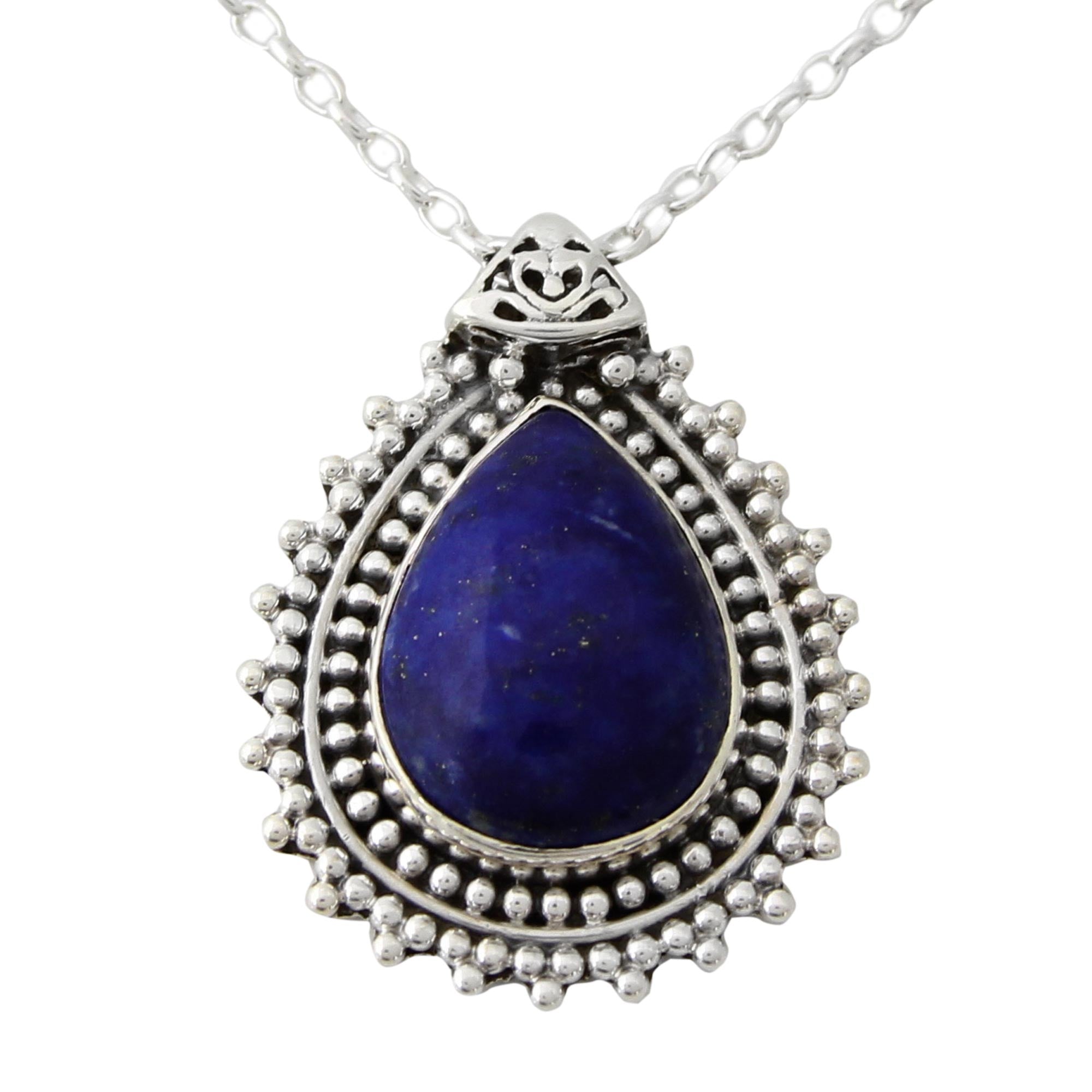 Premium Lapis Lazuli Silver Necklace – Handcrafted Indian Jewelry