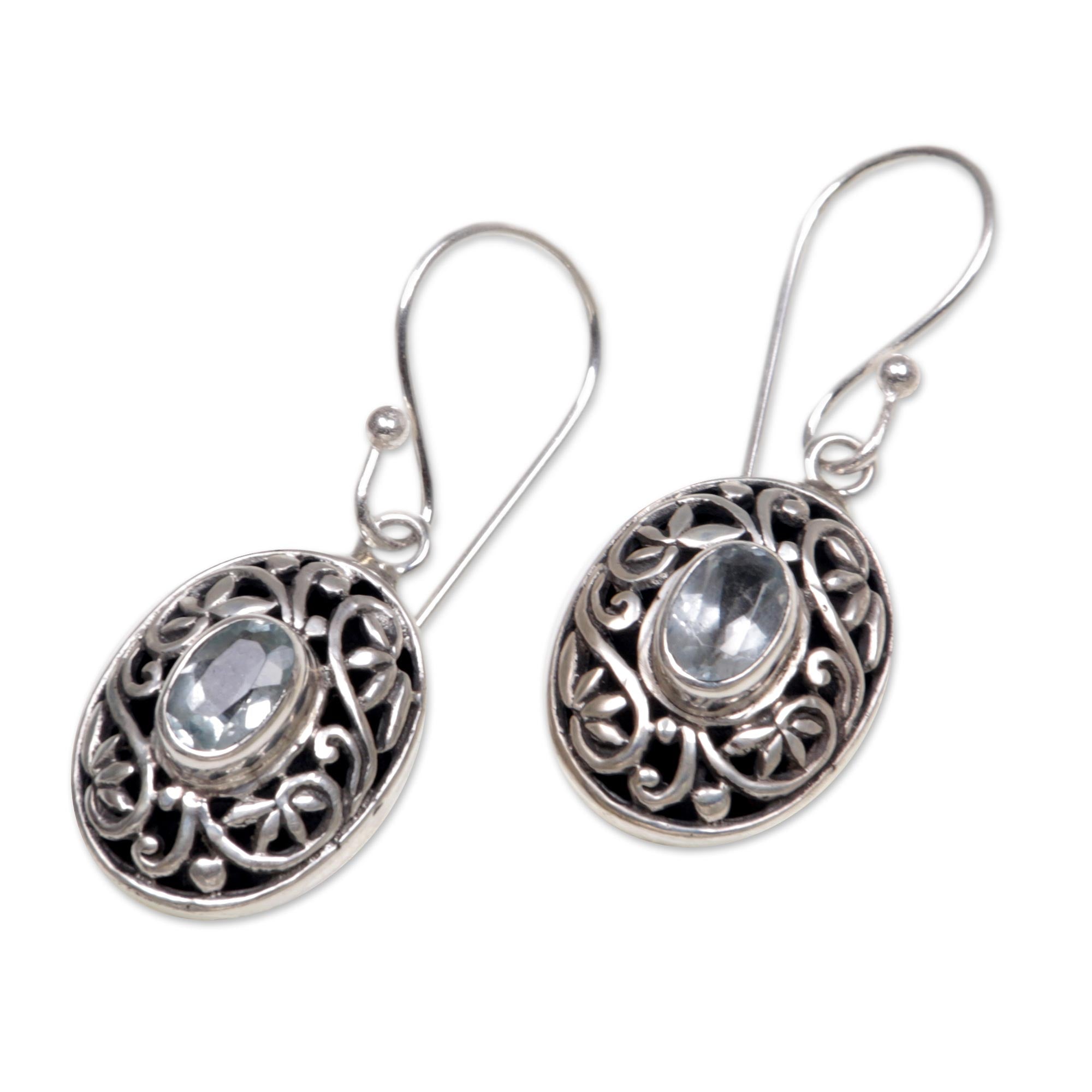 Premium Blue Topaz Sterling Silver Dangle Earrings - Ultimate Elegance