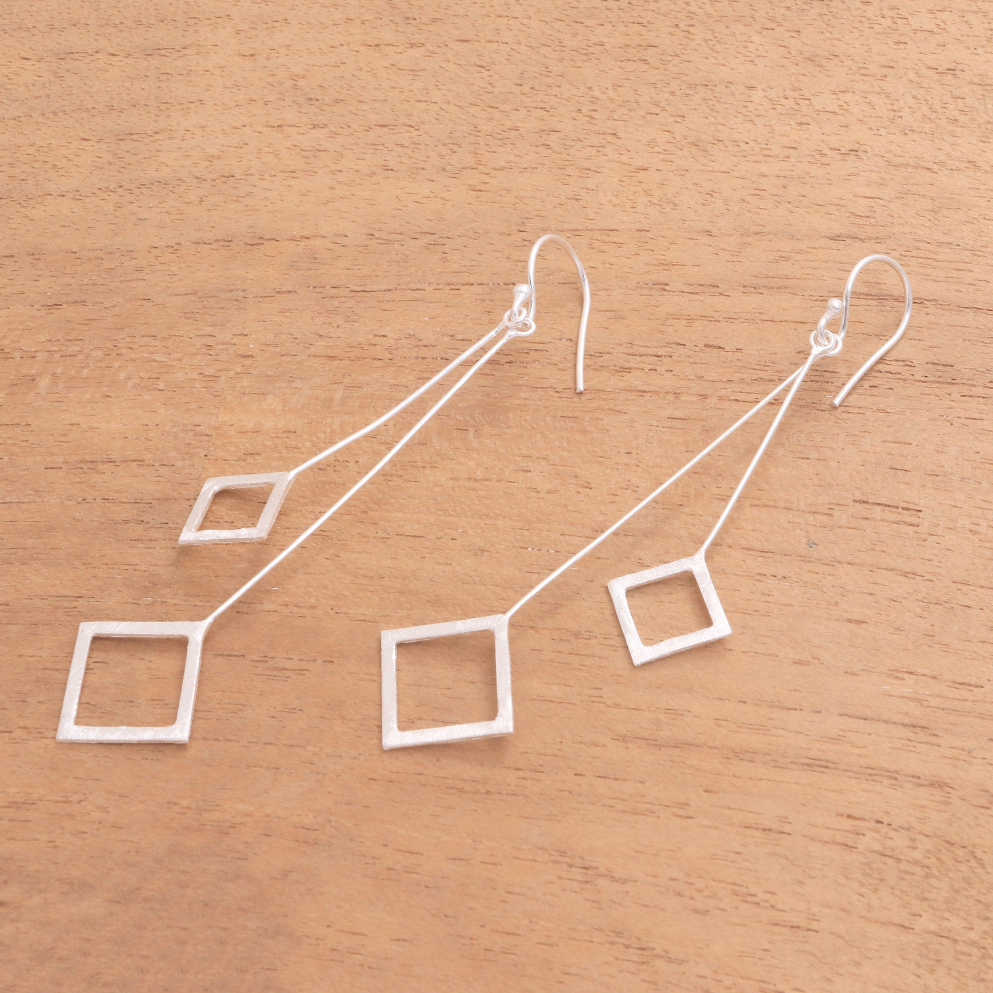 Premium Quantum Dangle Earrings - Geometric Sterling Silver Jewelry from Bali