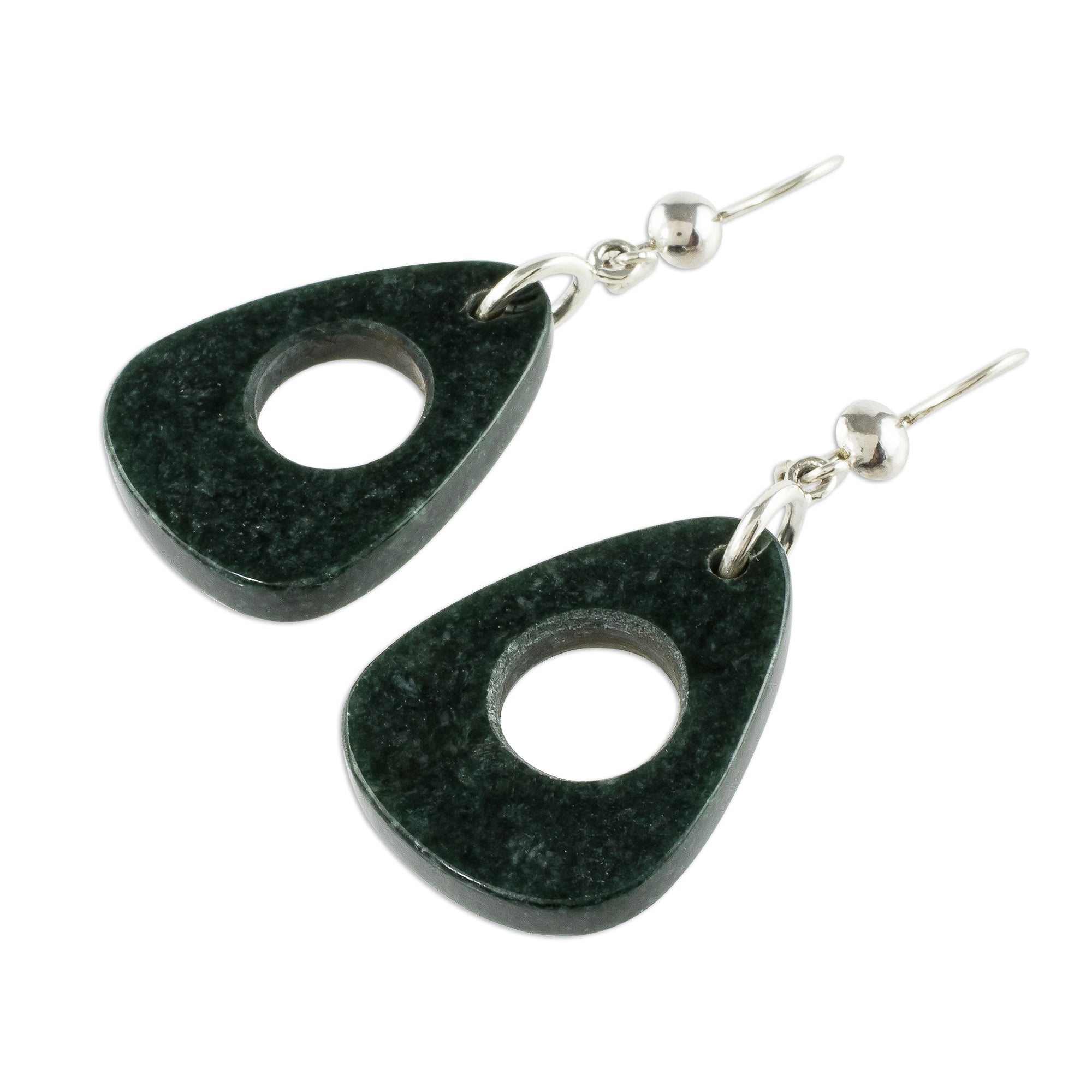 Premium Natural Green Jade Guitar Pick Dangle Earrings