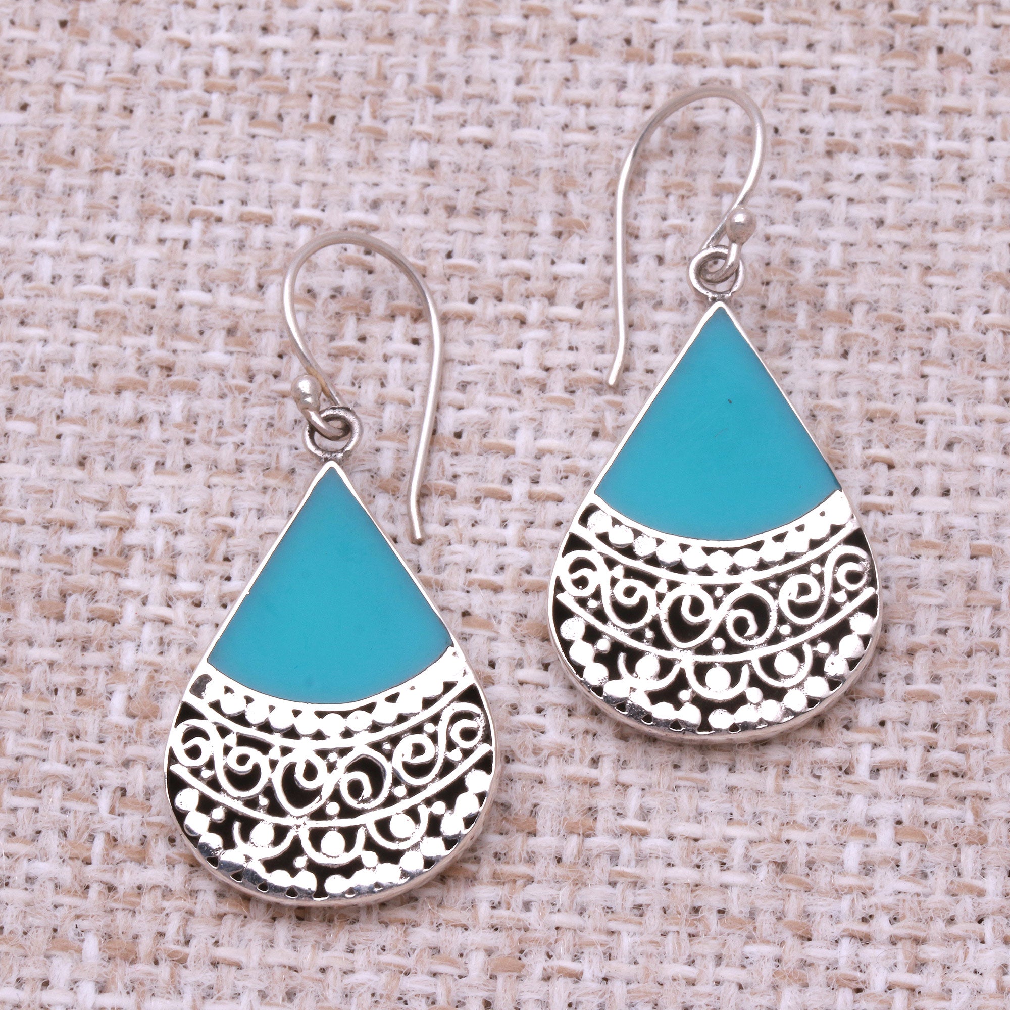 Premium Bali Tears Teardrop Earrings – Handcrafted Sterling Silver & Resin Dangle Earrings