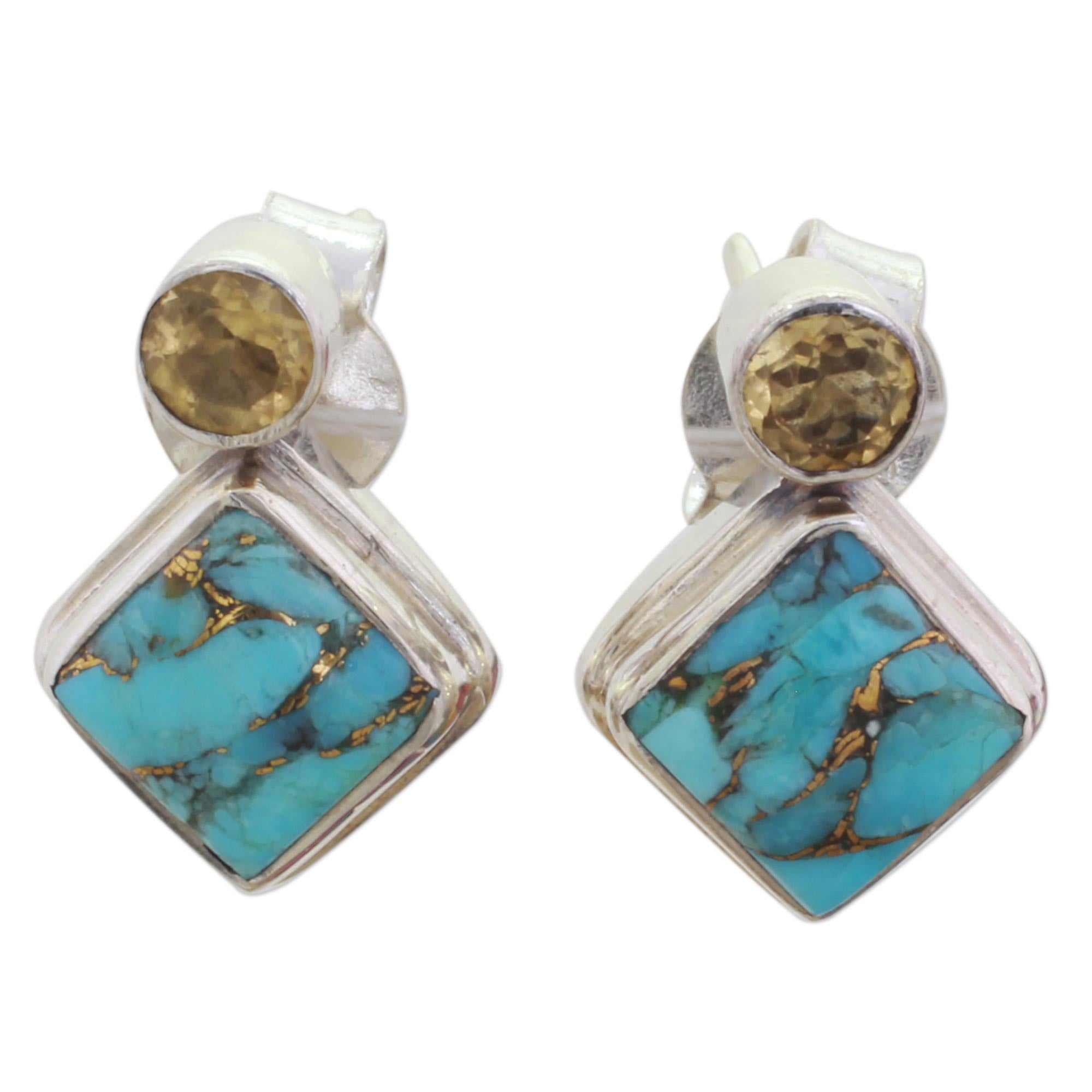 Premium Turquoise Sparkle Earrings - Handcrafted Silver Elegance