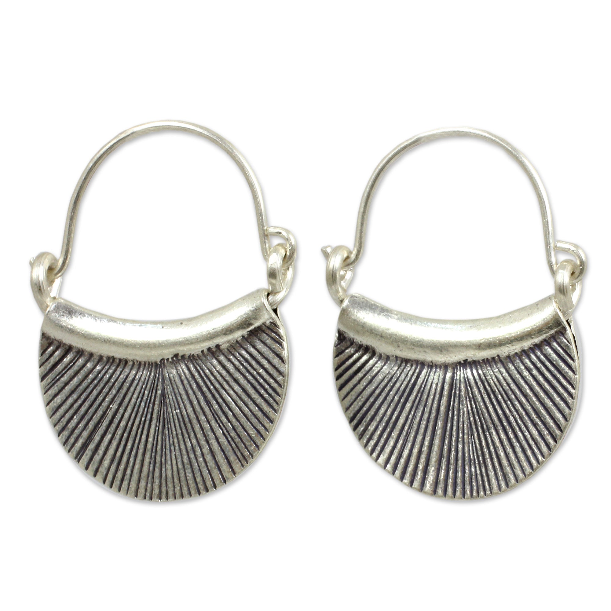 Premium Diva Silver Hinged Hoop Earrings - Modern Tribal Elegance