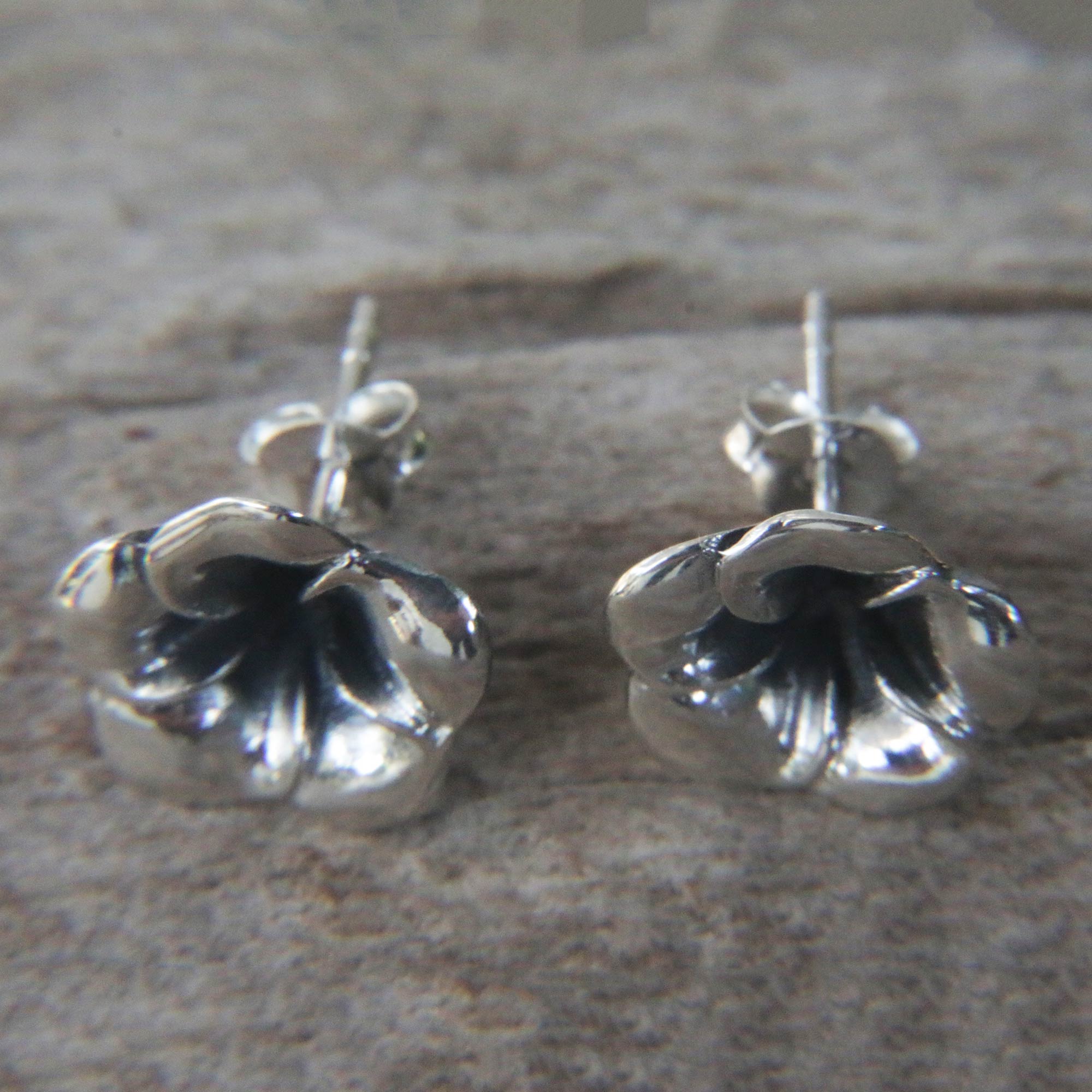 Premium Sterling Silver Allamanda Flower Stud Earrings - Handmade Elegance