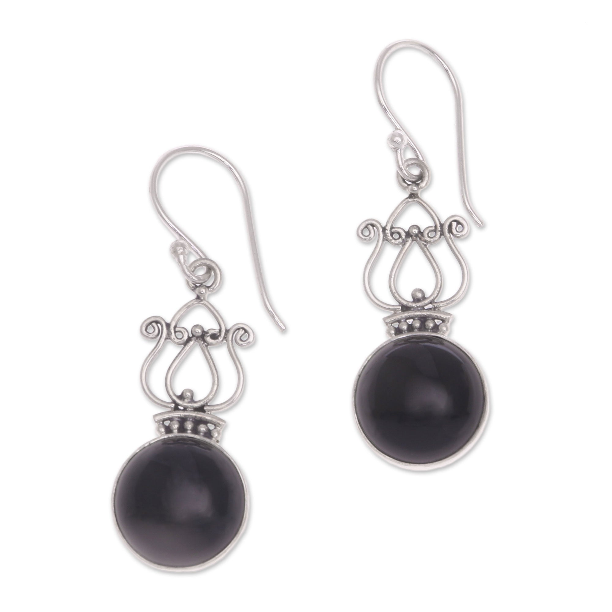 Premium Raven Queen Dangle Earrings: Handcrafted Onyx & Sterling Silver