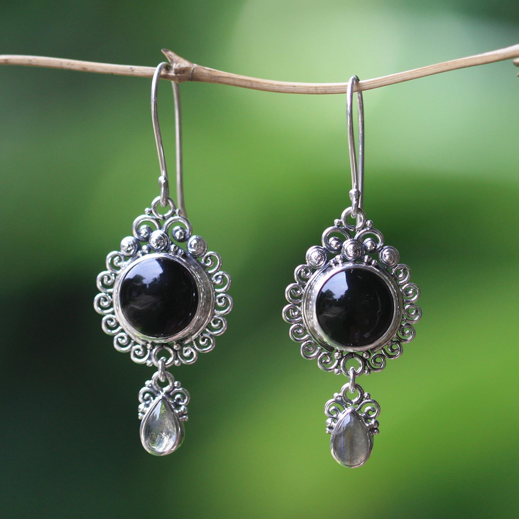 Premium Midnight Tears Dangle Earrings - Sterling Silver & Onyx