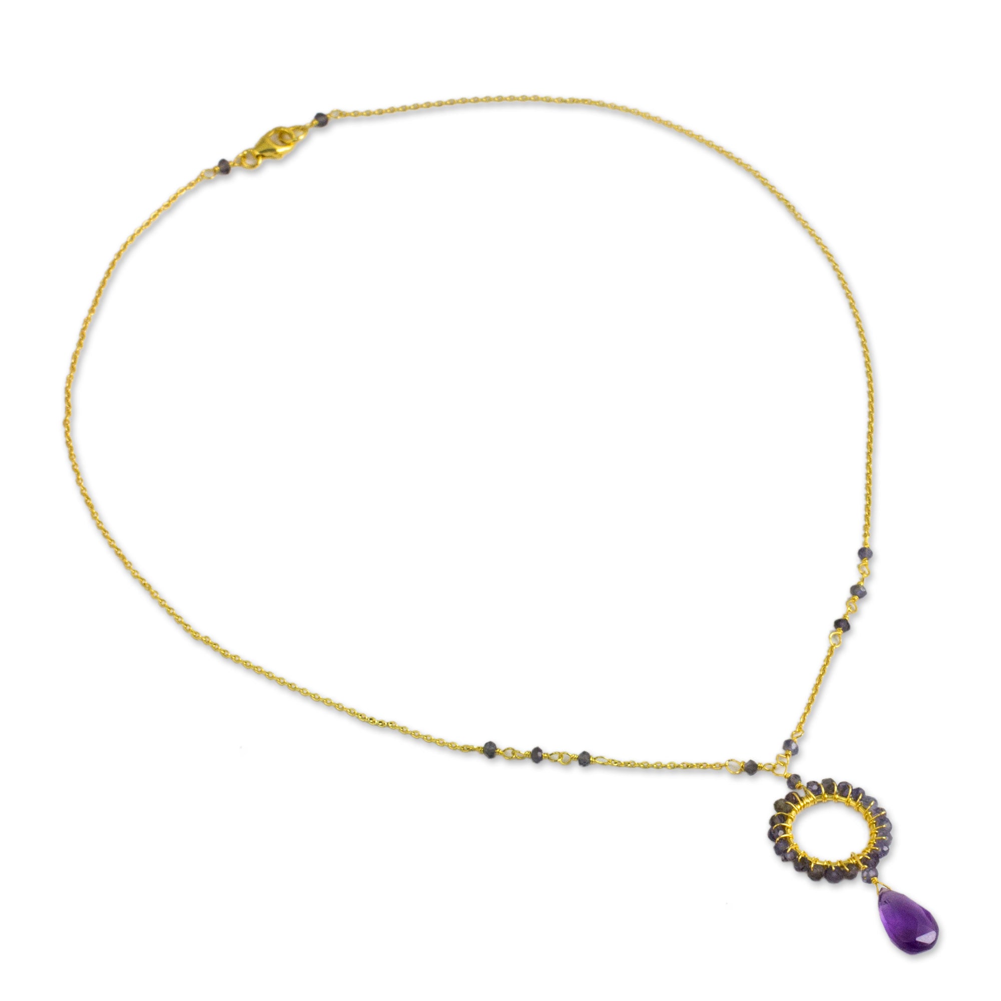 Premium Iris Rain 24K Gold Plated Amethyst & Iolite Necklace