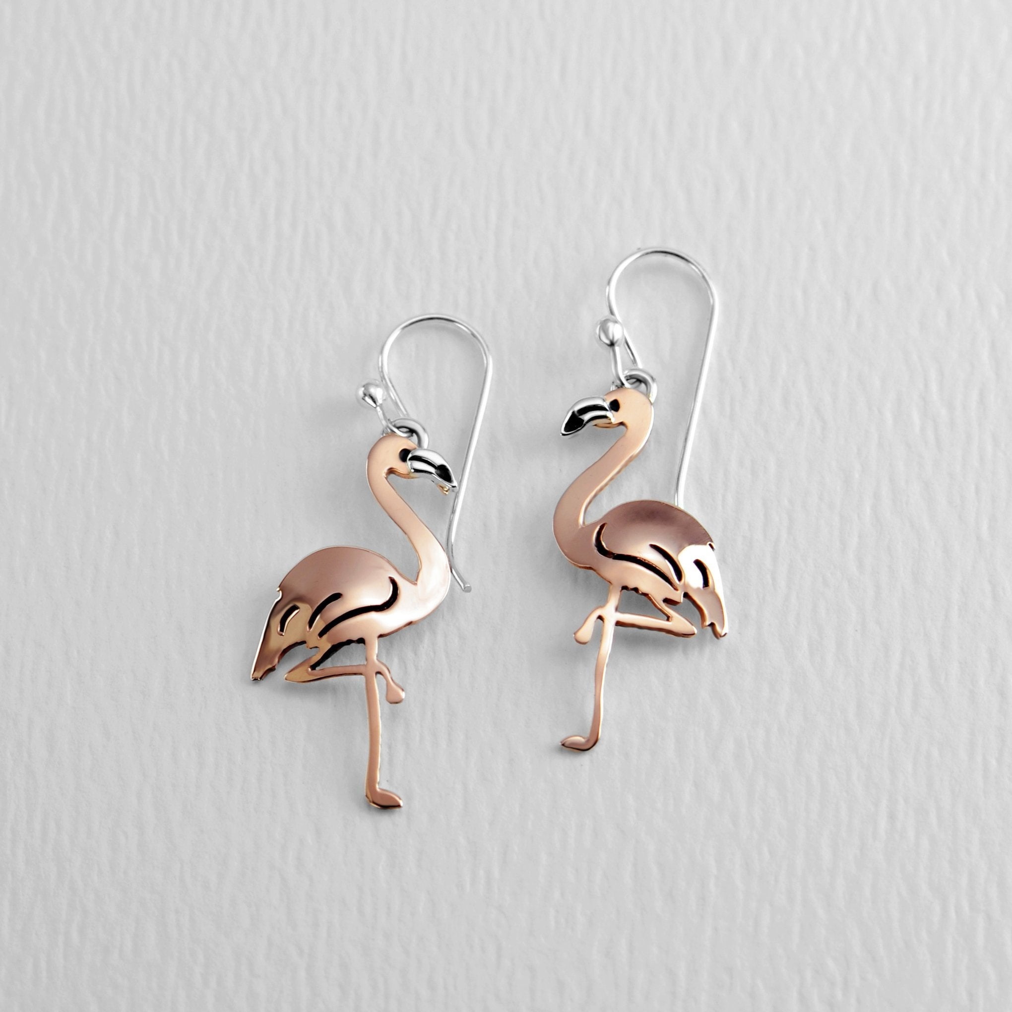 Premium Flamingo Sterling & Copper Wire Earrings - Handmade Elegance