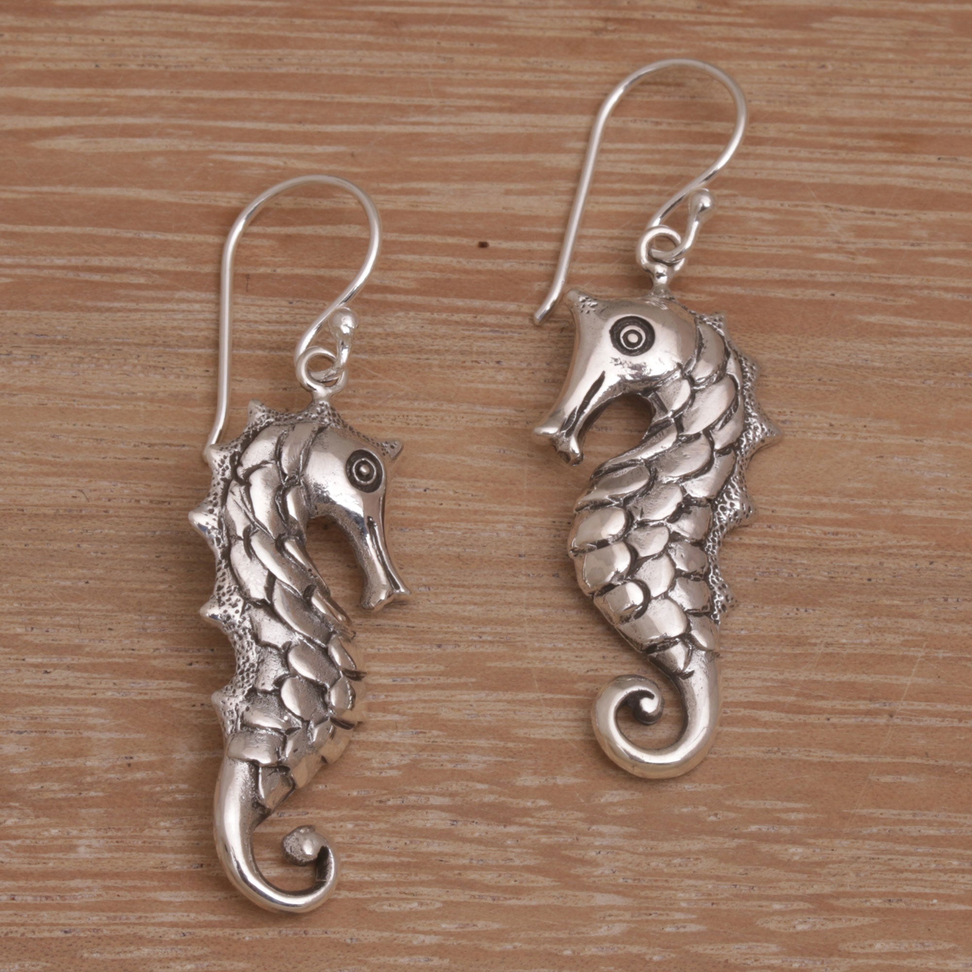 Premium Seahorse Sterling Silver Dangle Earrings - Handcrafted Elegance