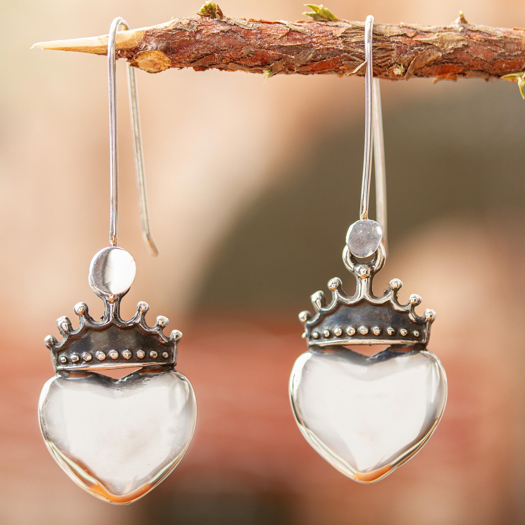 Premium Taxco Sterling Silver Love Coronation Dangle Earrings