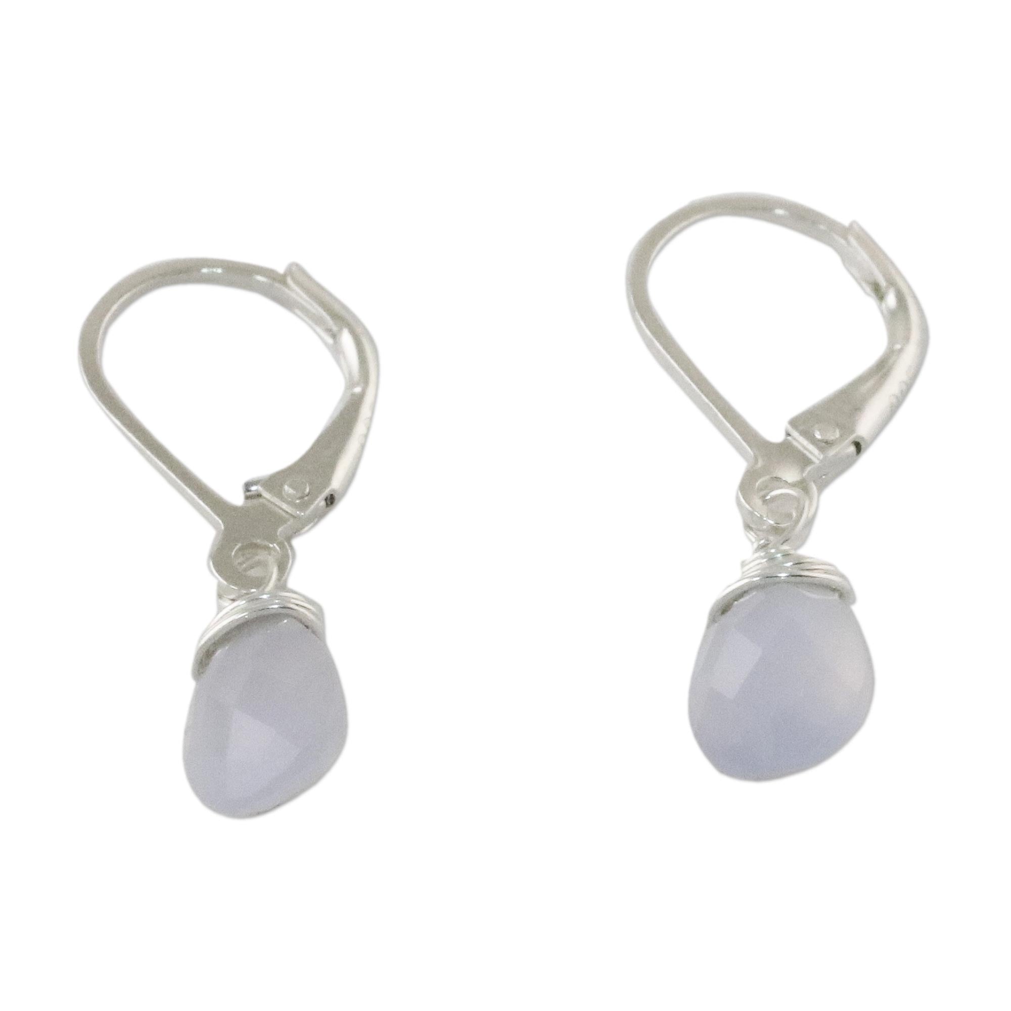 Premium Blue Chalcedony Sterling Silver Dangle Earrings – Modern Elegance by Khun Boom