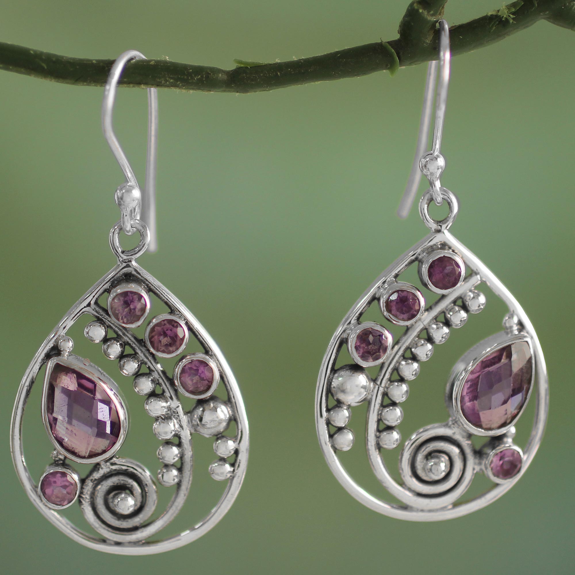 Premium Lilac Radiance Amethyst Earrings - Handcrafted Silver Elegance