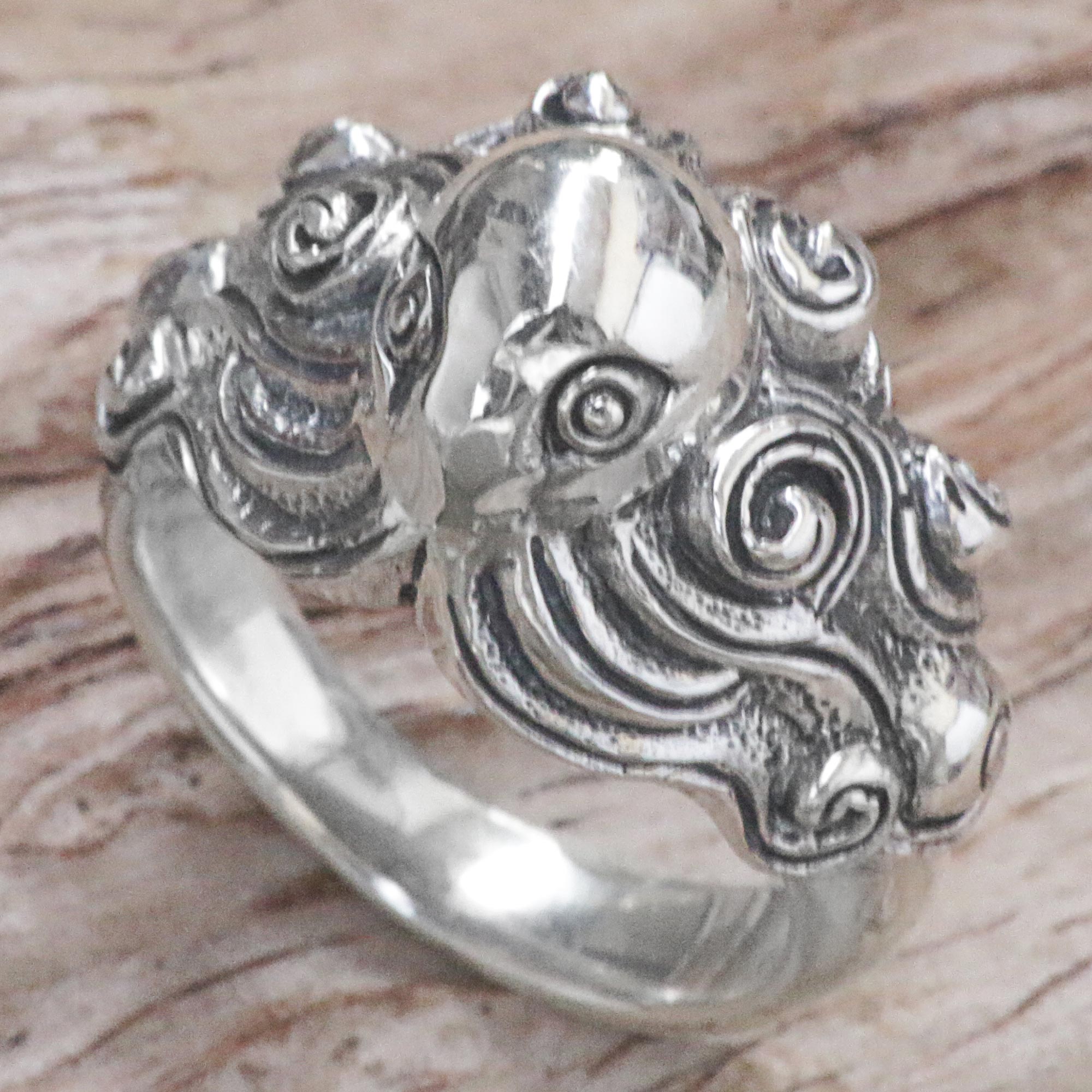 Premium Deep Ocean Octopus Sterling Silver Ring