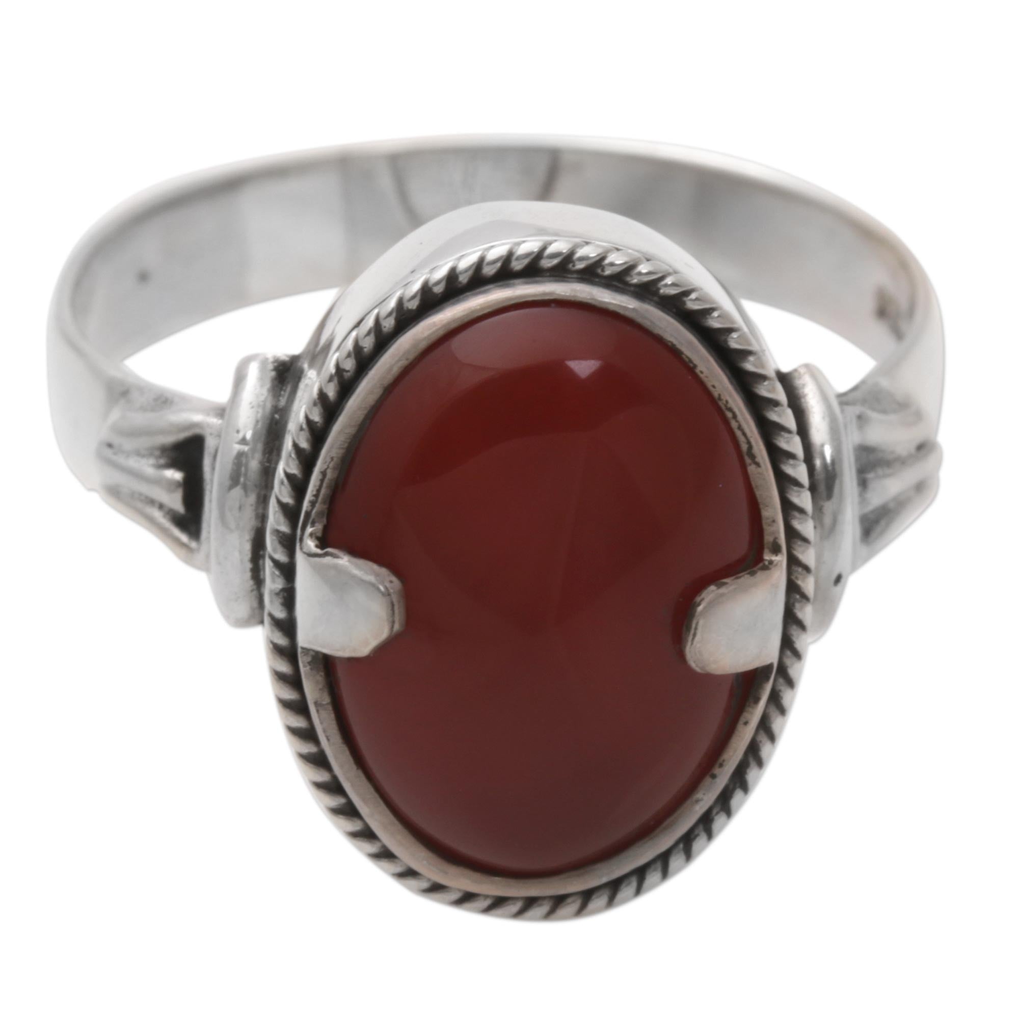 Premium Dragon Eye Carnelian Ring – Sterling Silver Jewelry