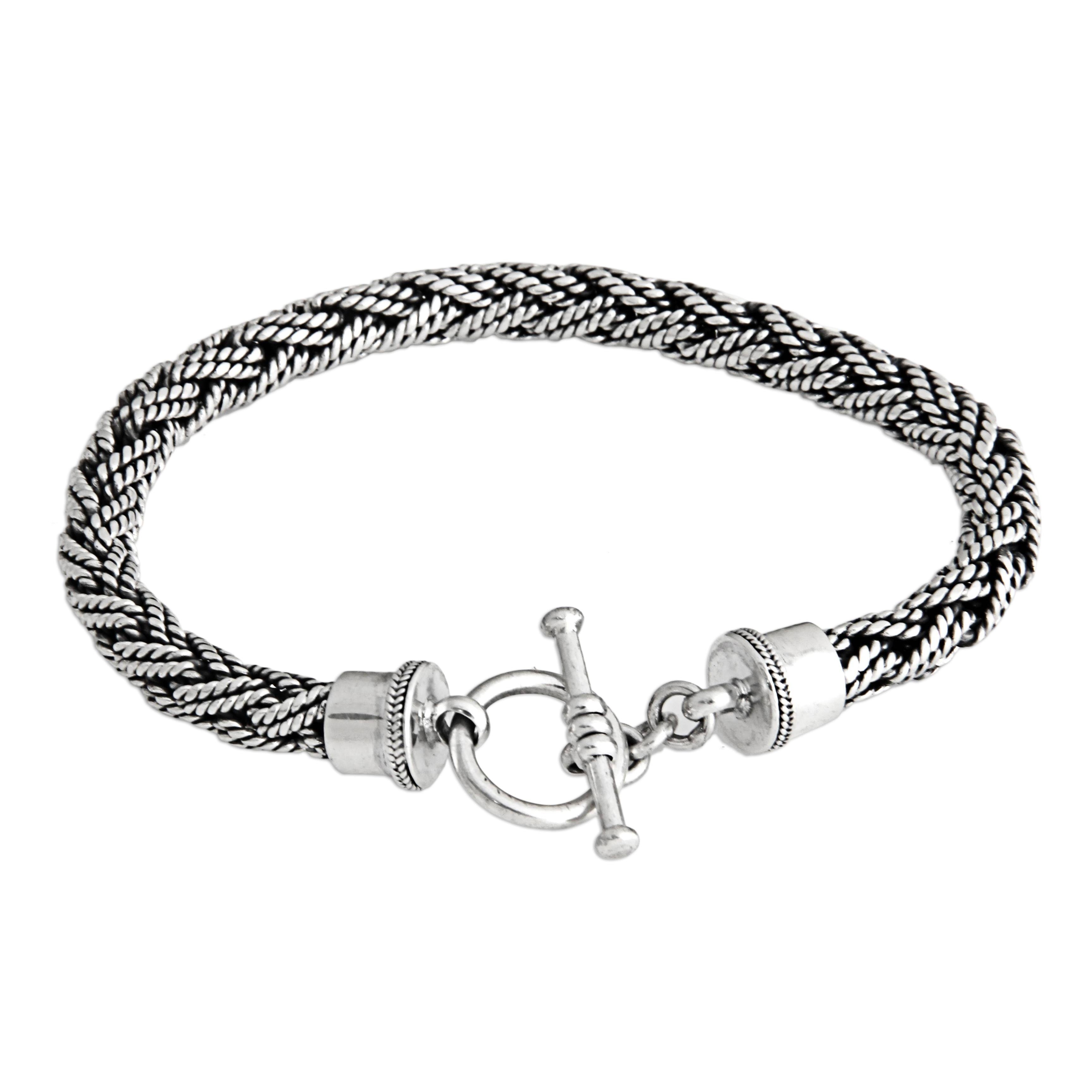 Premium Bali Hero Silver Men's Rope Bracelet