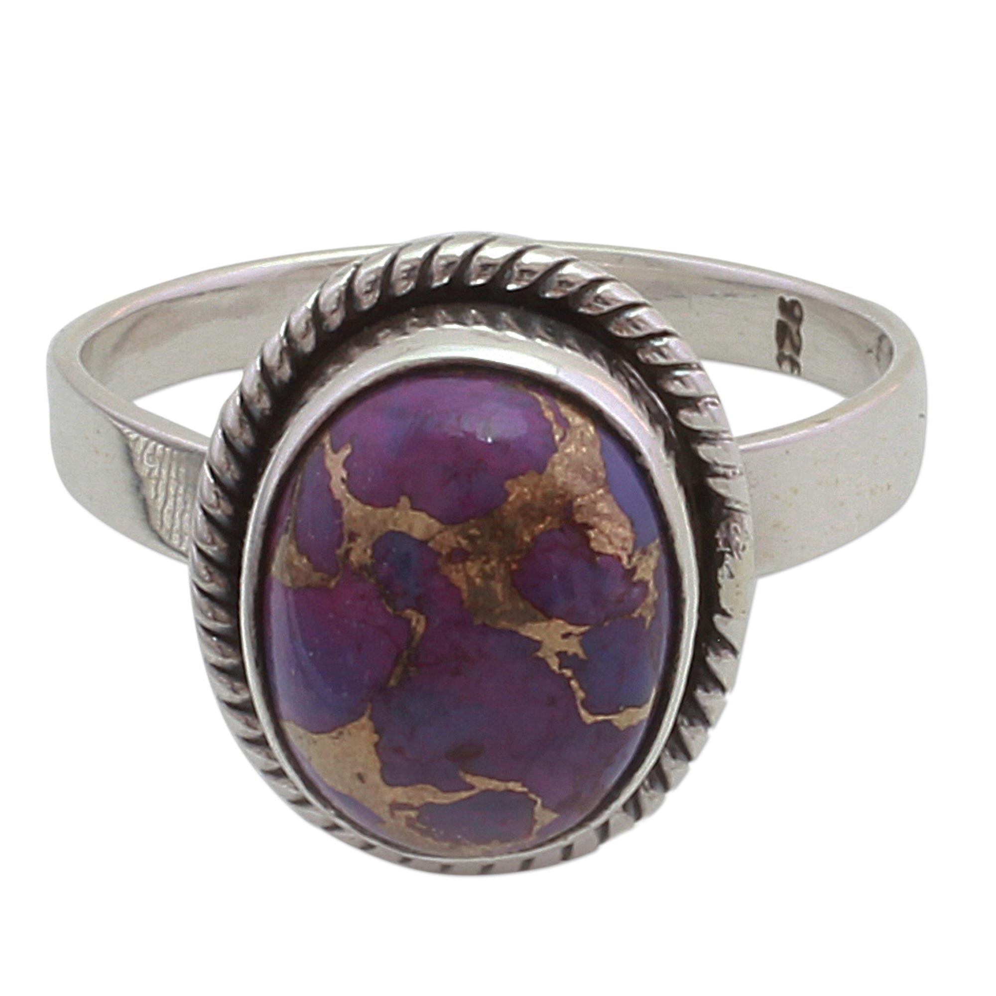 Premium Handmade Purple Turquoise Silver Ring