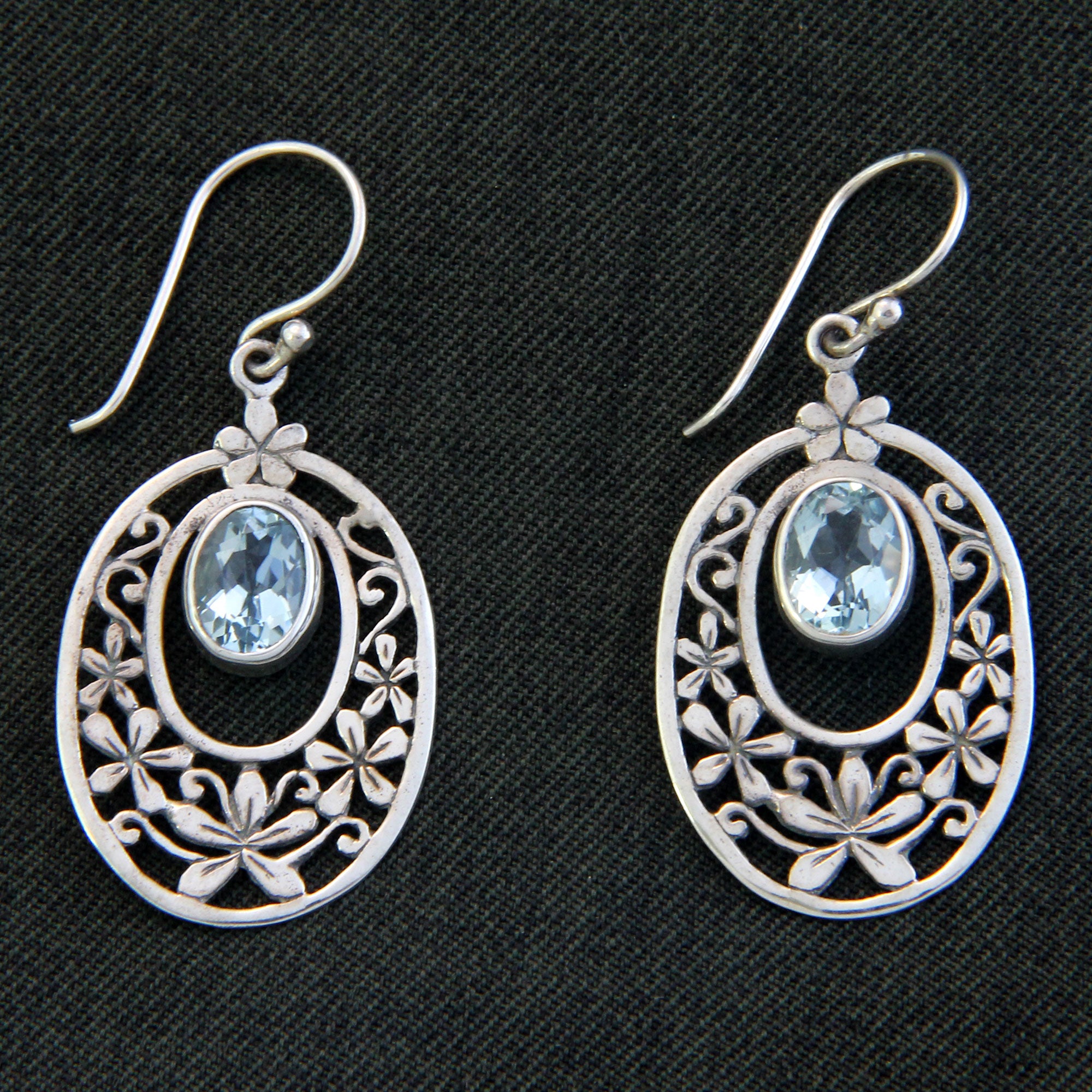 Premium Blue Topaz & Sterling Silver Jasmine Raindrop Earrings