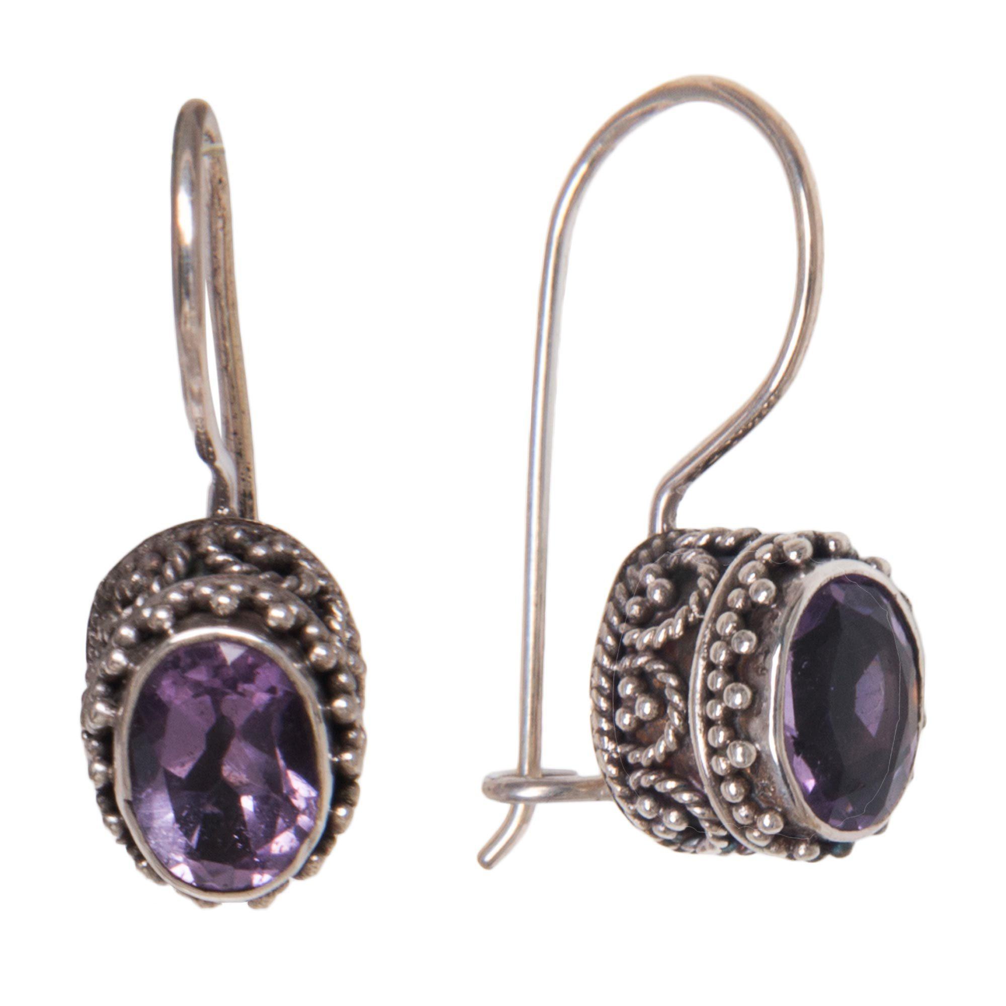 Premium Amethyst & Sterling Silver Drop Earrings - Handcrafted Elegance