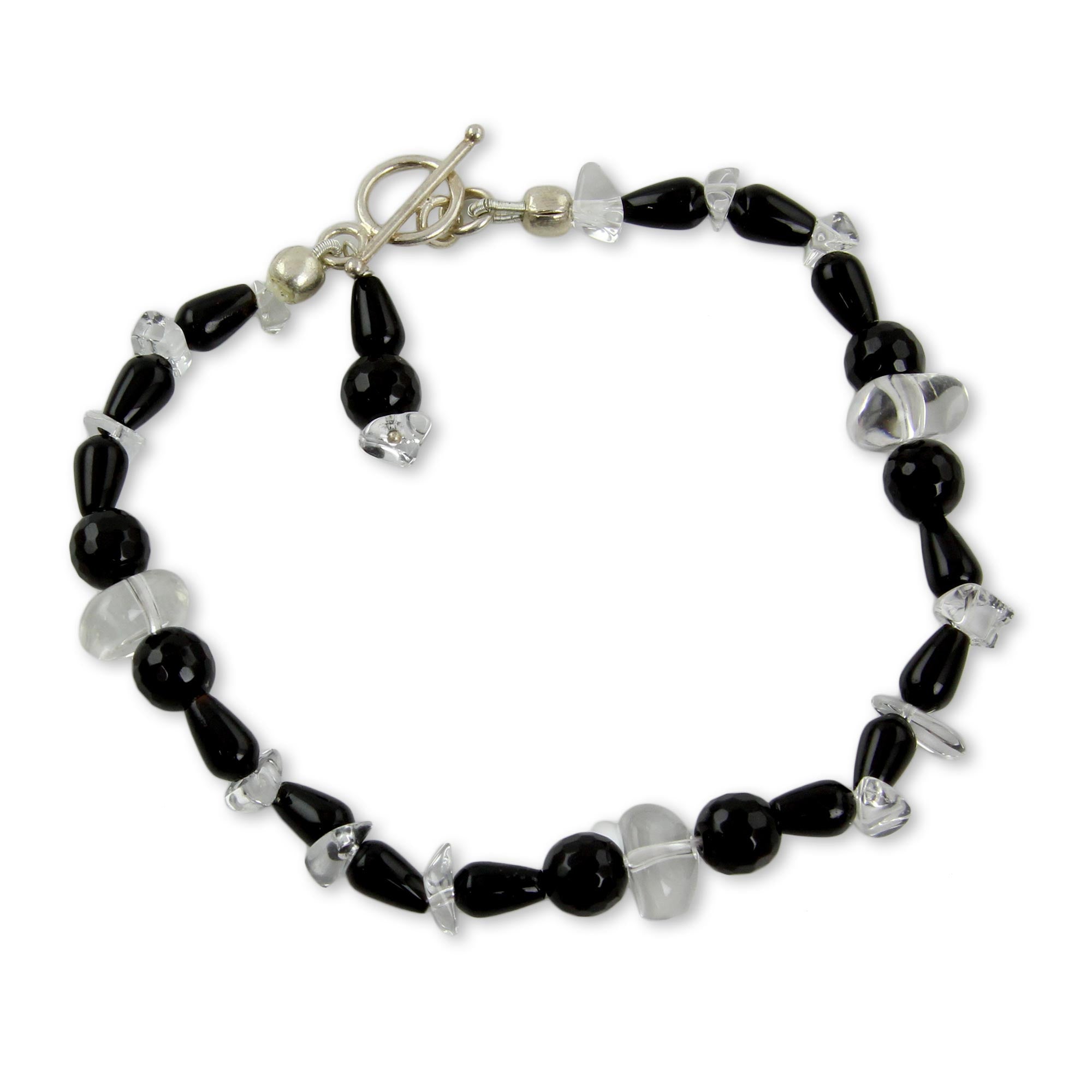 Premium Midnight Allure Handmade Onyx & Quartz Bracelet