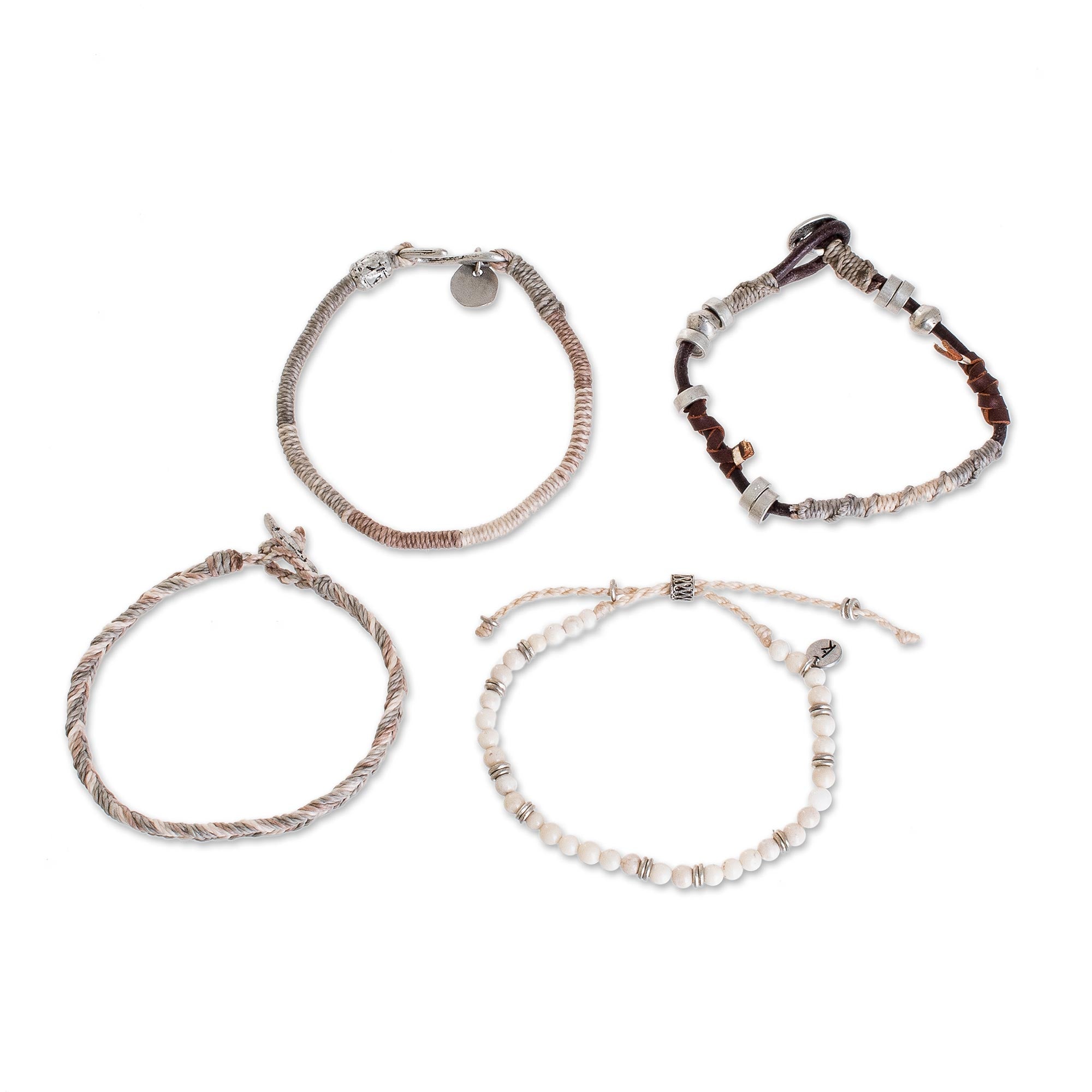 Premium Maya Highlands Unisex Macrame Bracelet Set (4-Piece Bohemian Collection)