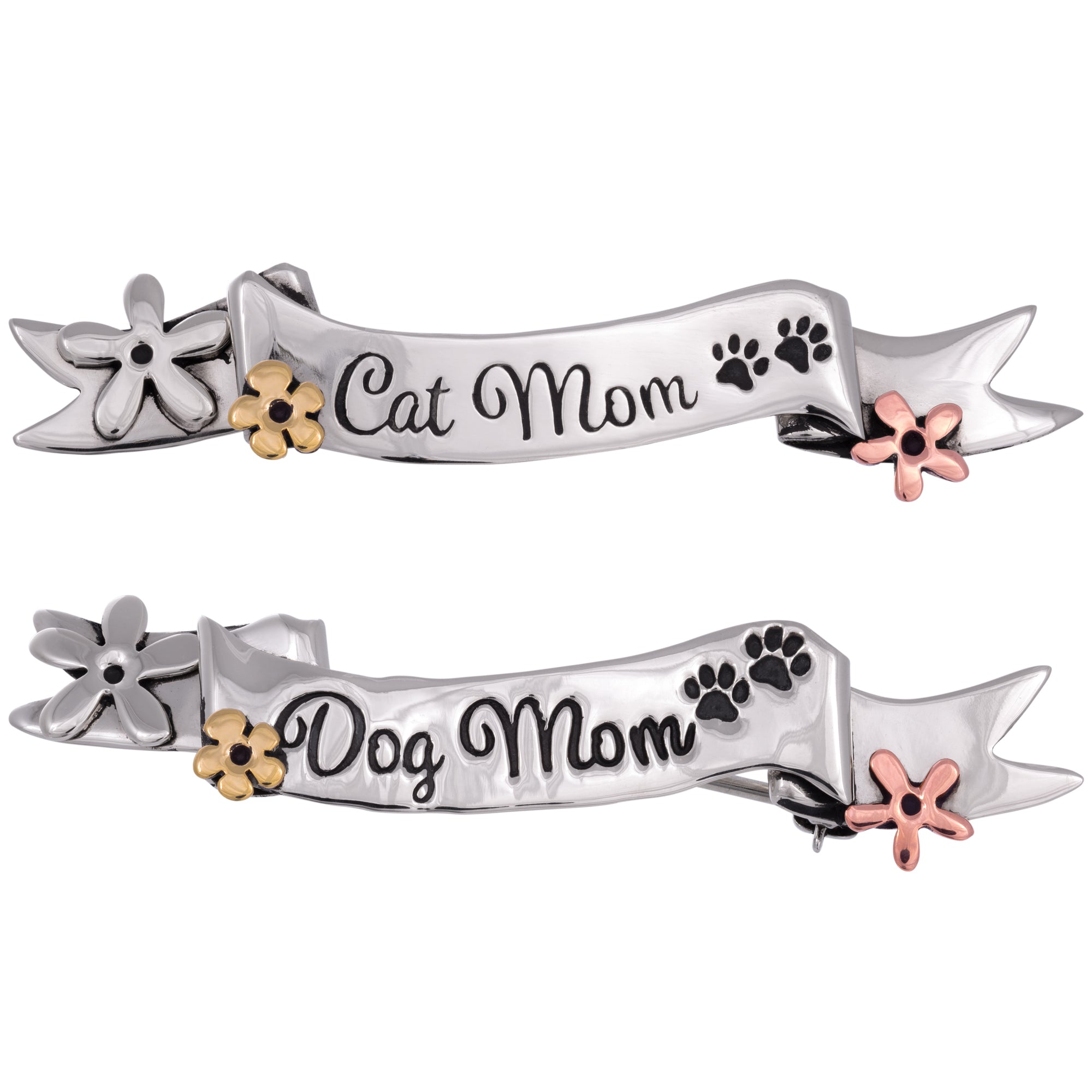 Premium Pet Mom Mixed Metal Banner Pin - Ultimate Gift for Cat & Dog Lovers