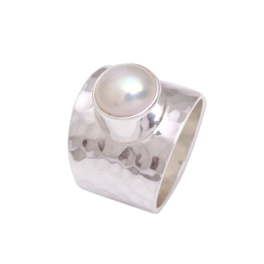 Premium Gleaming Fate Cultured Pearl Cocktail Ring - Handcrafted in Indonesia