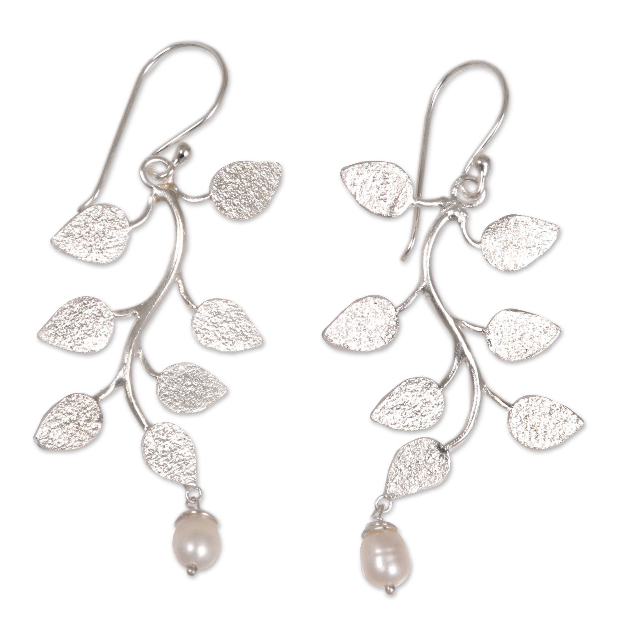 Premium White Forest Pearl Dangle Earrings