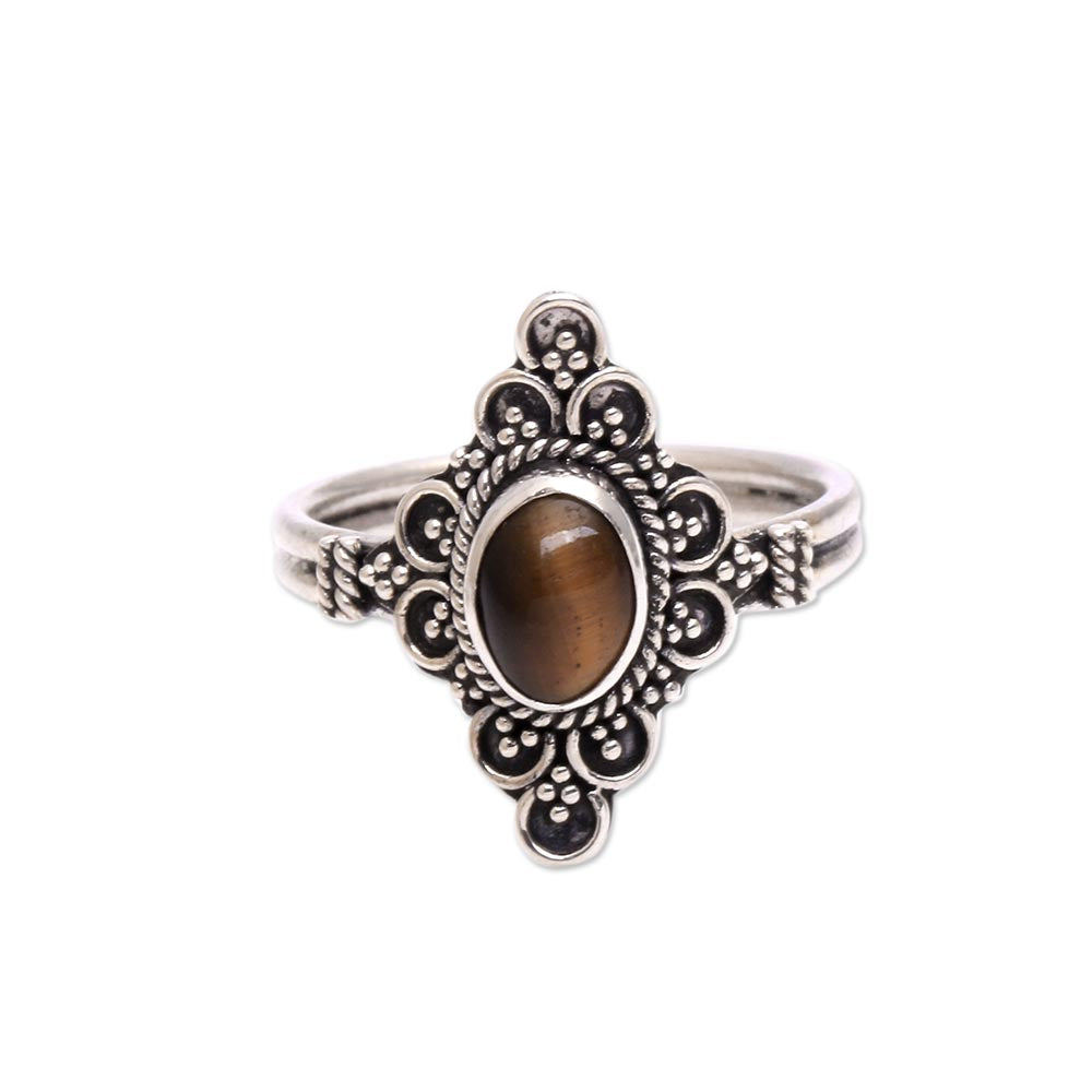 Premium Handcrafted Tiger's Eye Cocktail Ring - Bali's Finest Jewelry