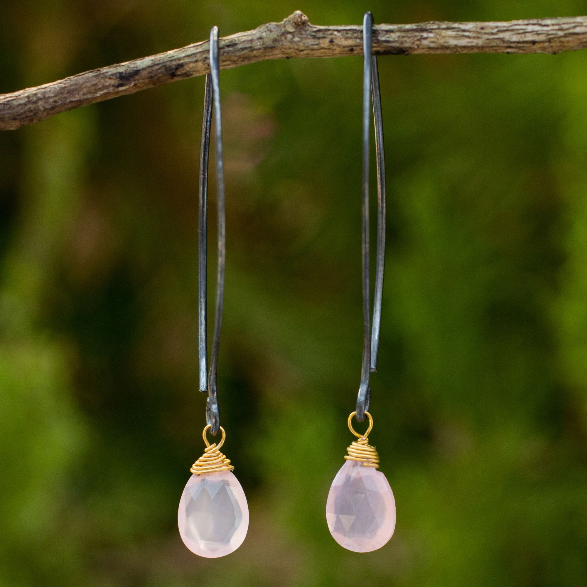 Premium Pink Sparkle Gold Vermeil & Pink Chalcedony Earrings - Ultimate Elegance