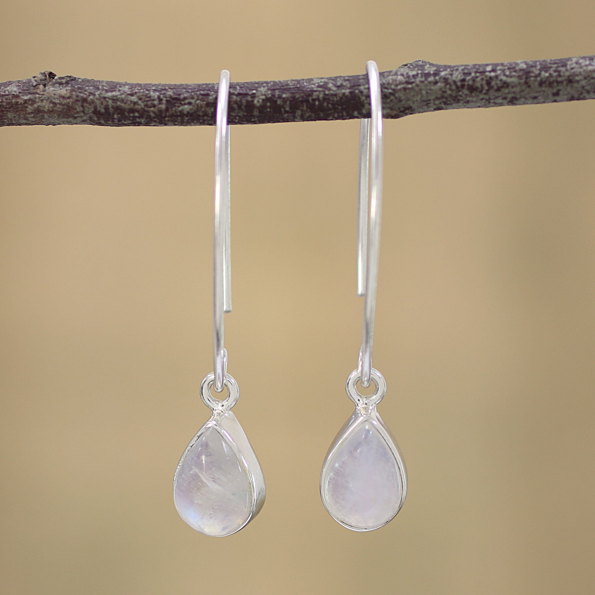 Premium Rainbow Moonstone Sterling Silver Earrings - Handcrafted Elegance