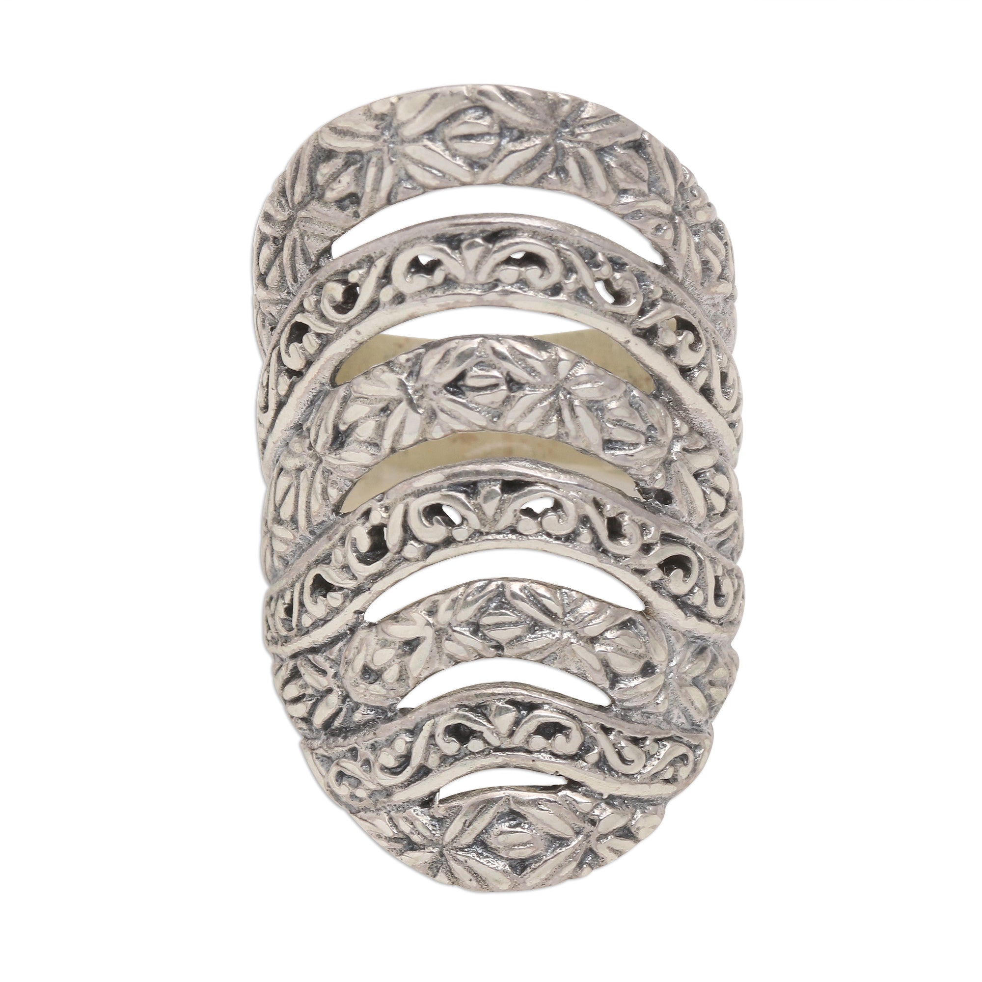 Premium Seven-Layer Sterling Silver Statement Ring - Alluring Layers Collection