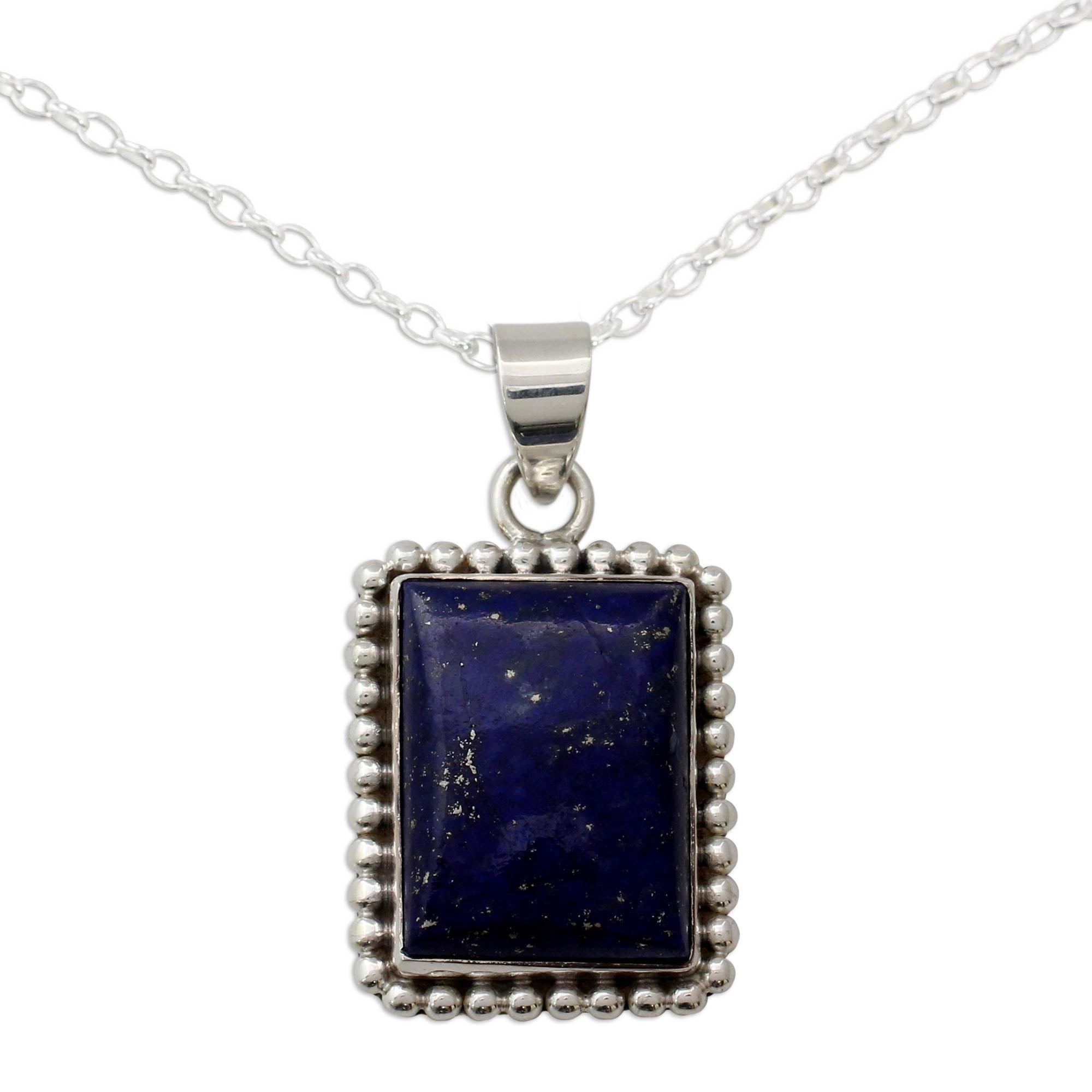 Premium Lapis Lazuli Sterling Silver Necklace - Handcrafted in India