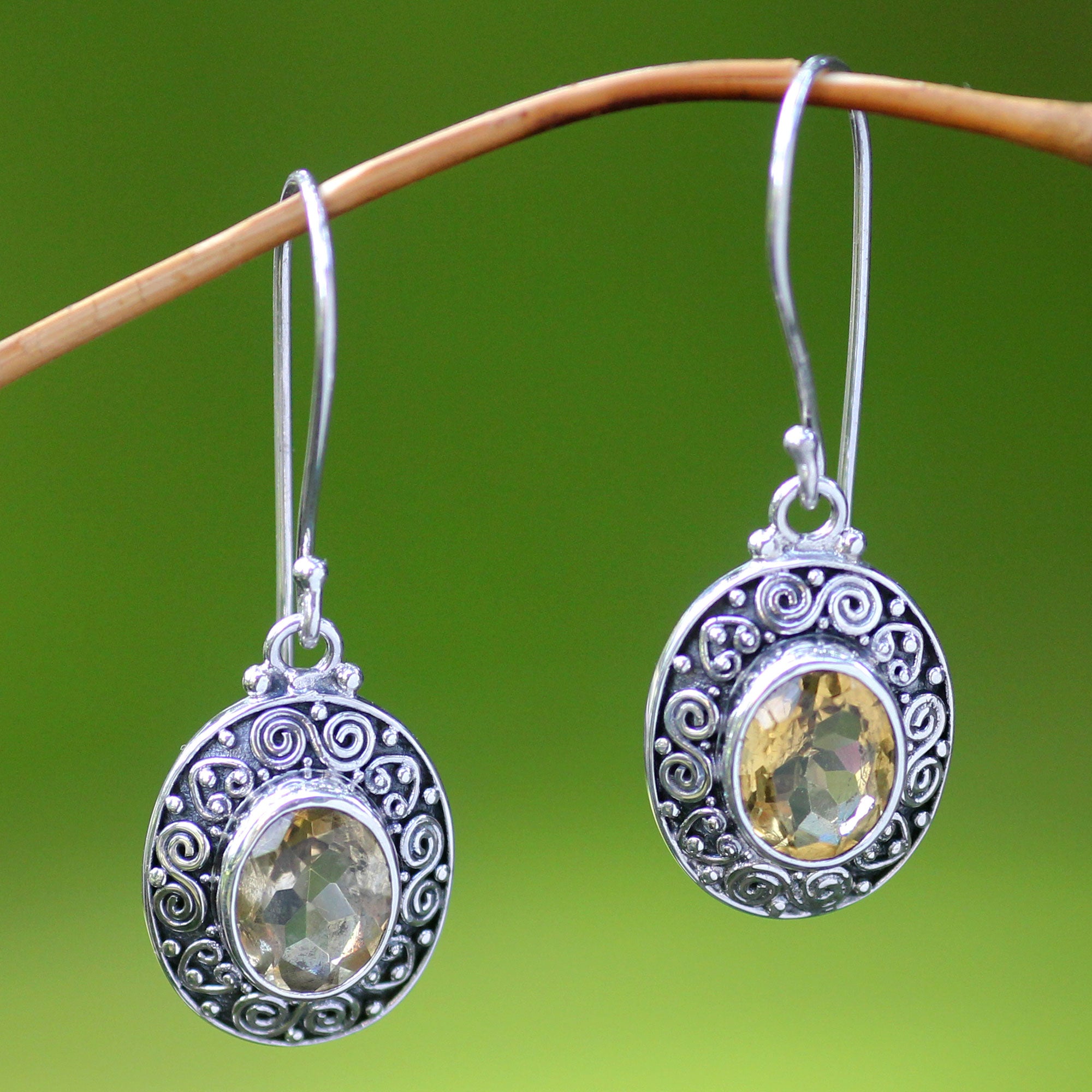 Premium Lush Suns Artisan Earrings – Citrine & Sterling Silver Dangle