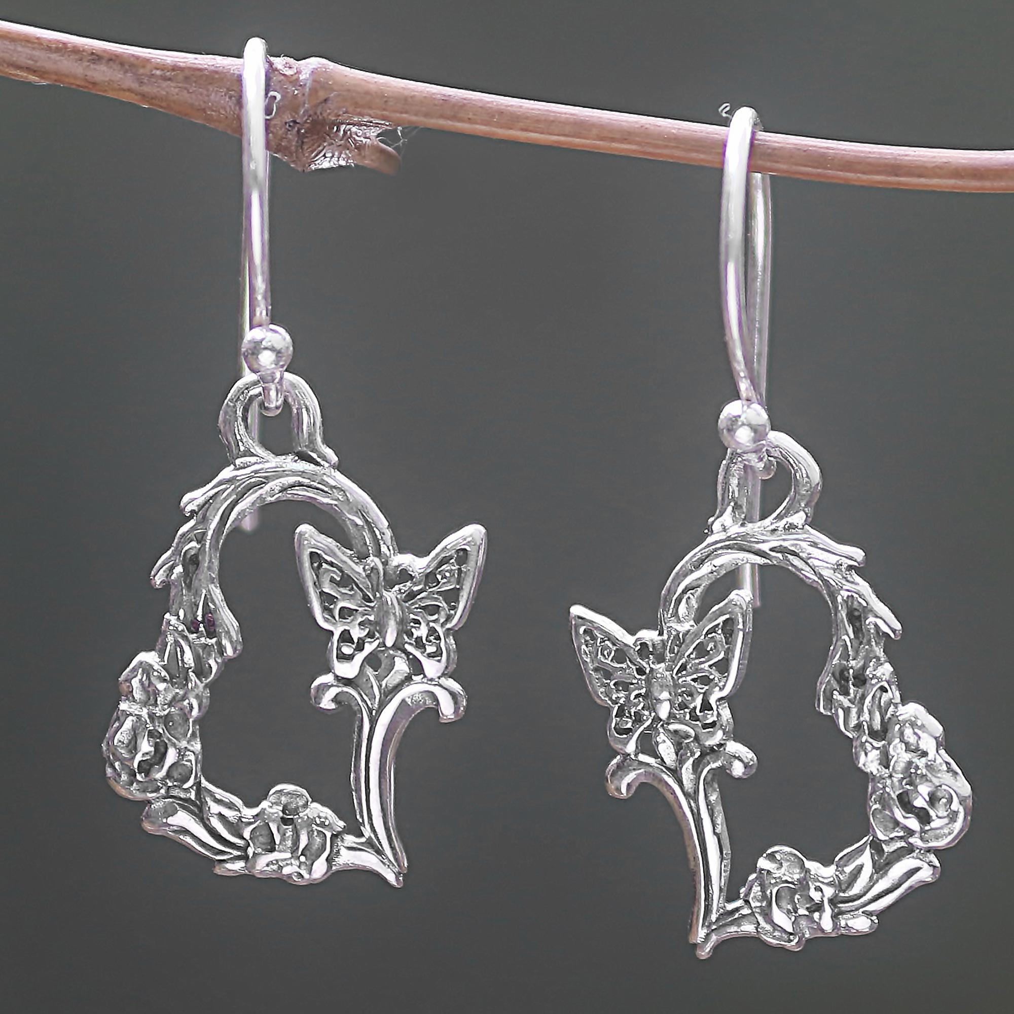 Premium Sterling Silver Butterfly Dangle Earrings - Nature-Inspired Elegance