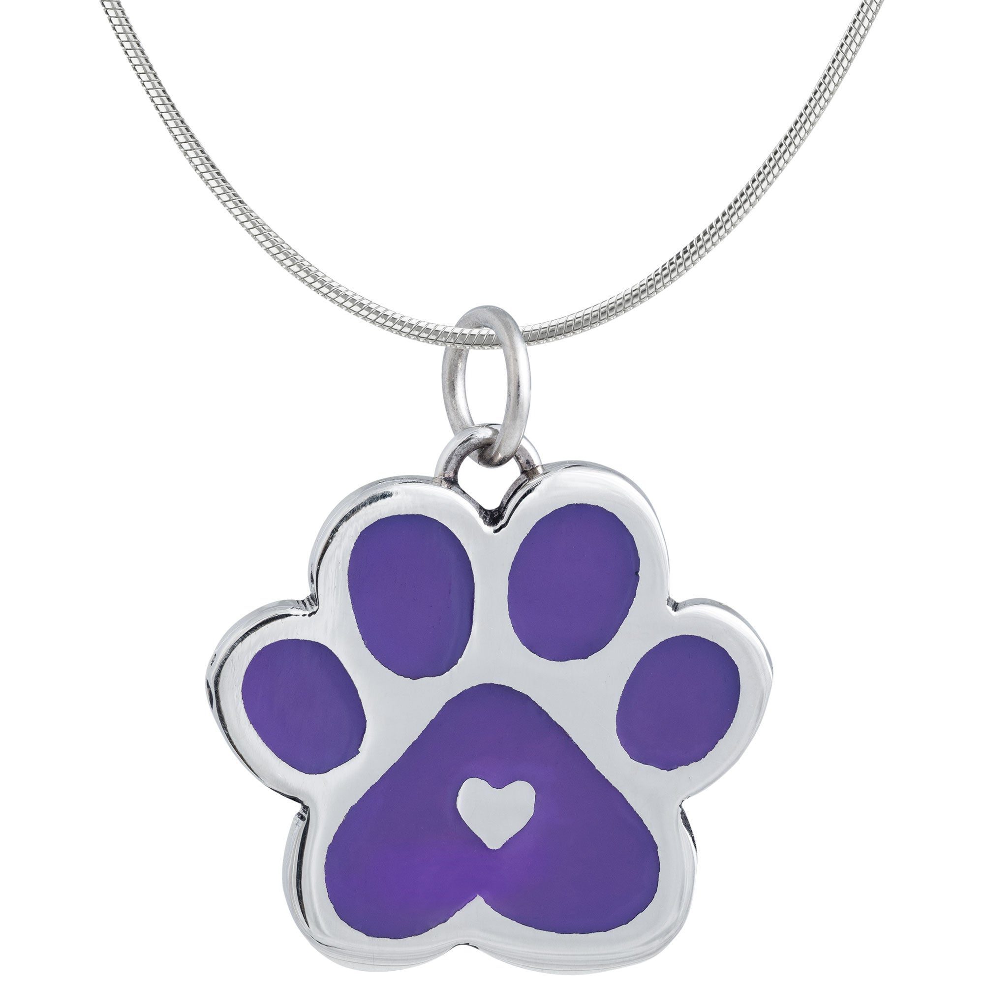 Premium Paw Print Heartbeat Necklace - Handcrafted Silver & Purple