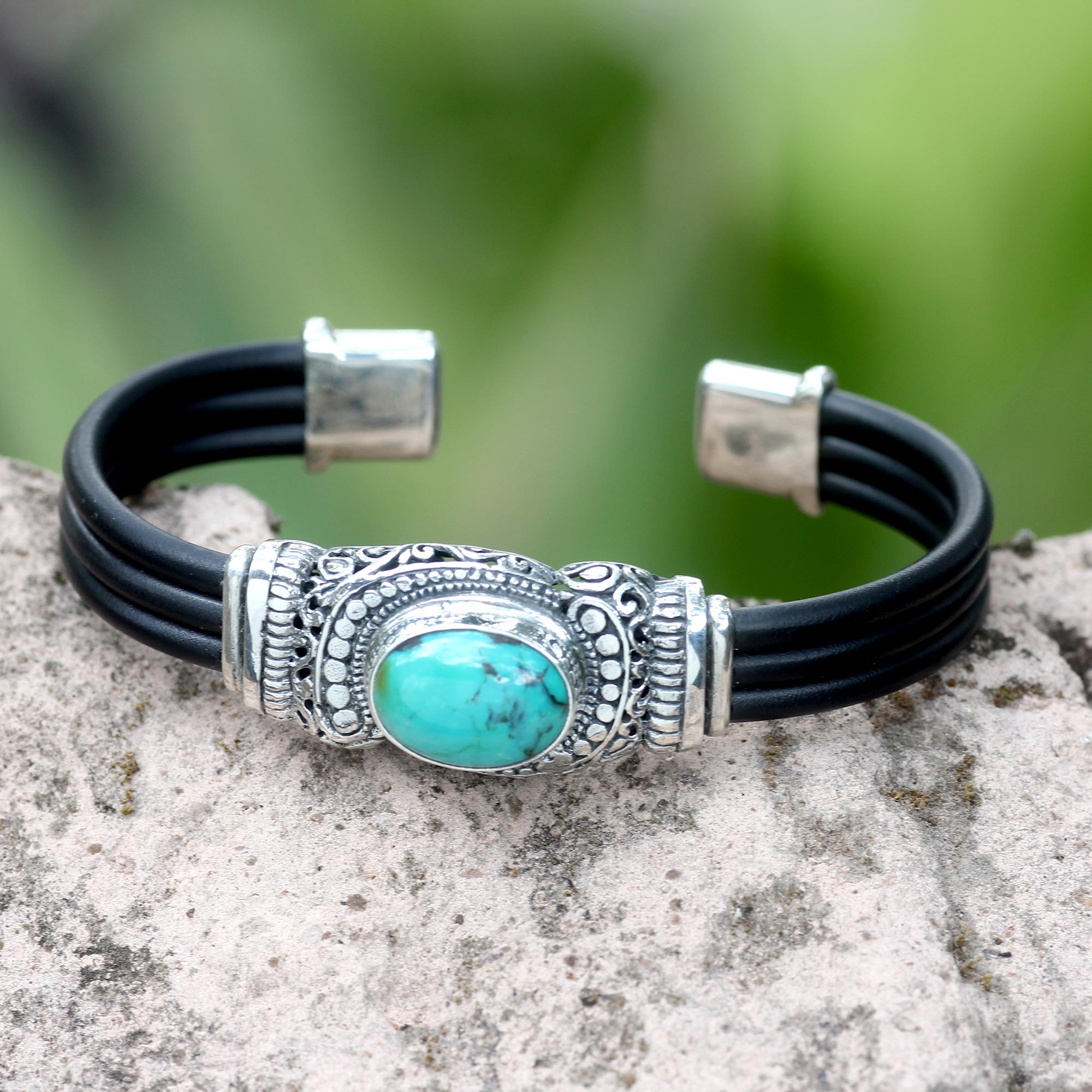 Premium Royal Splendor Turquoise Cuff Bracelet - Handcrafted Luxury