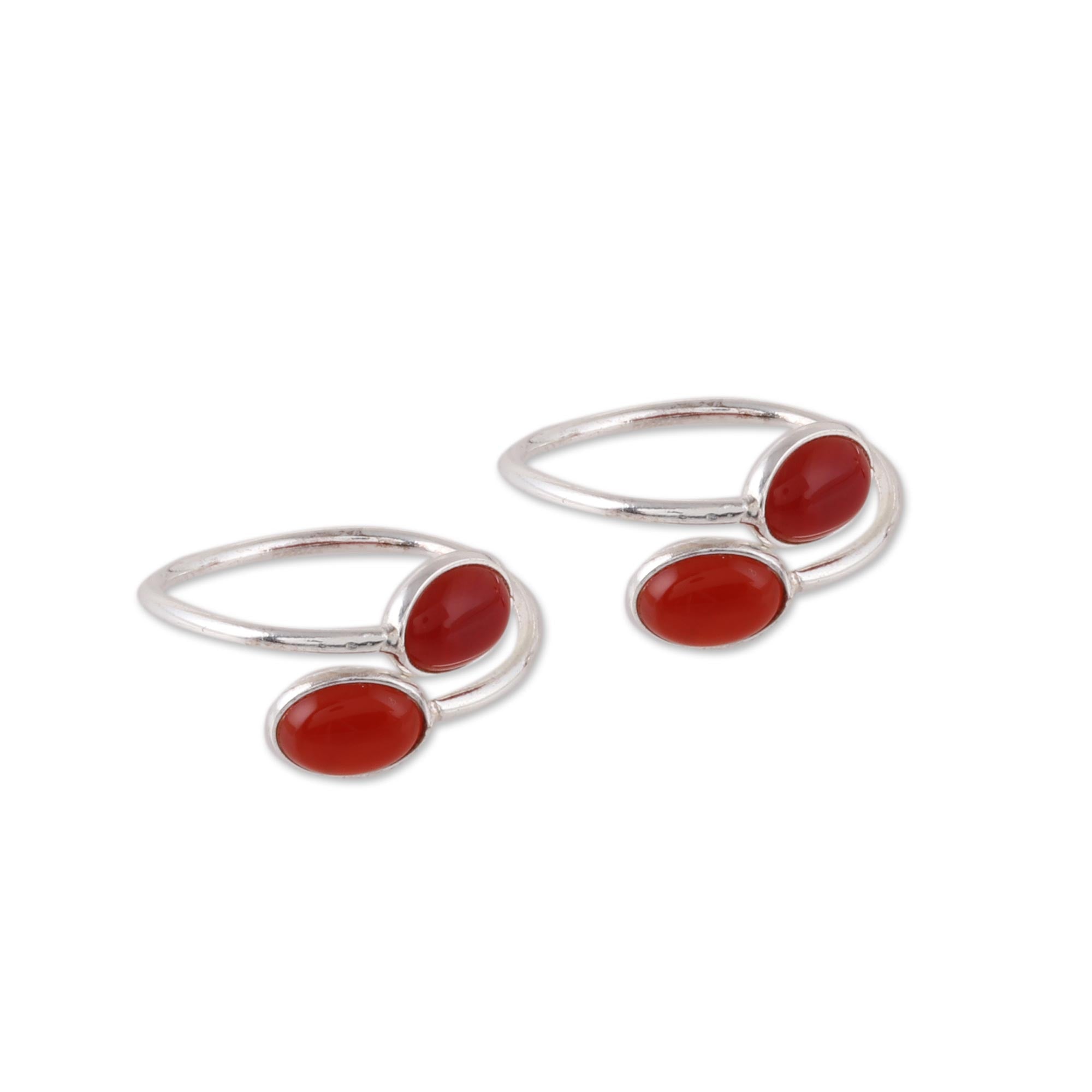 Premium Oval Carnelian Toe Rings – Handcrafted Sterling Silver Jewelry from India