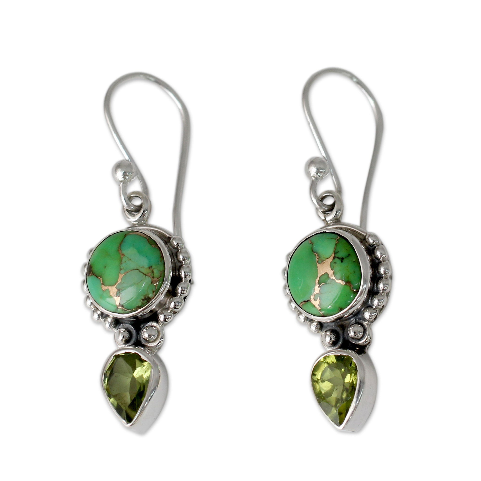 Premium Spring Green Turquoise Dangle Earrings